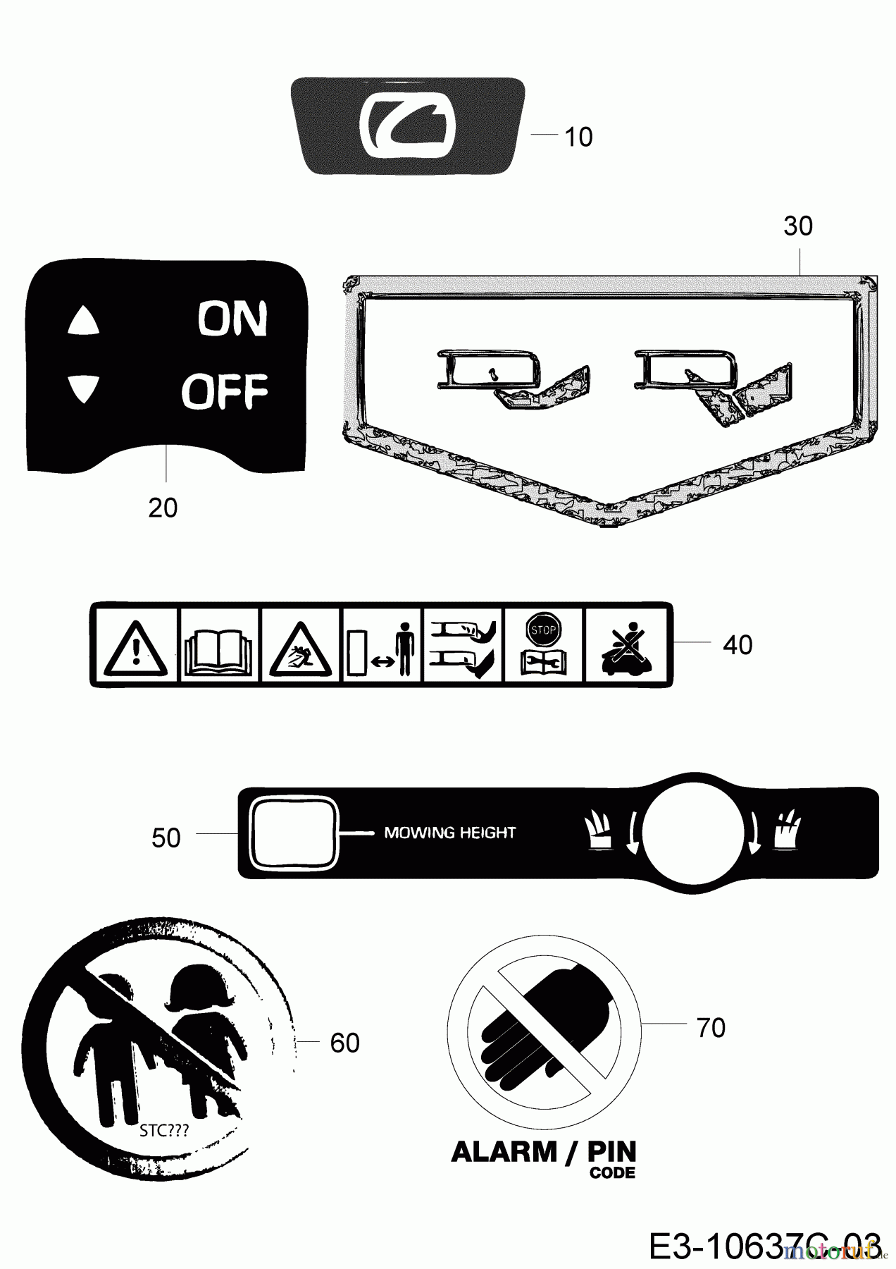 Cub Cadet Mähroboter XR1 500 22AXGALD603 H (2020) Aufkleber