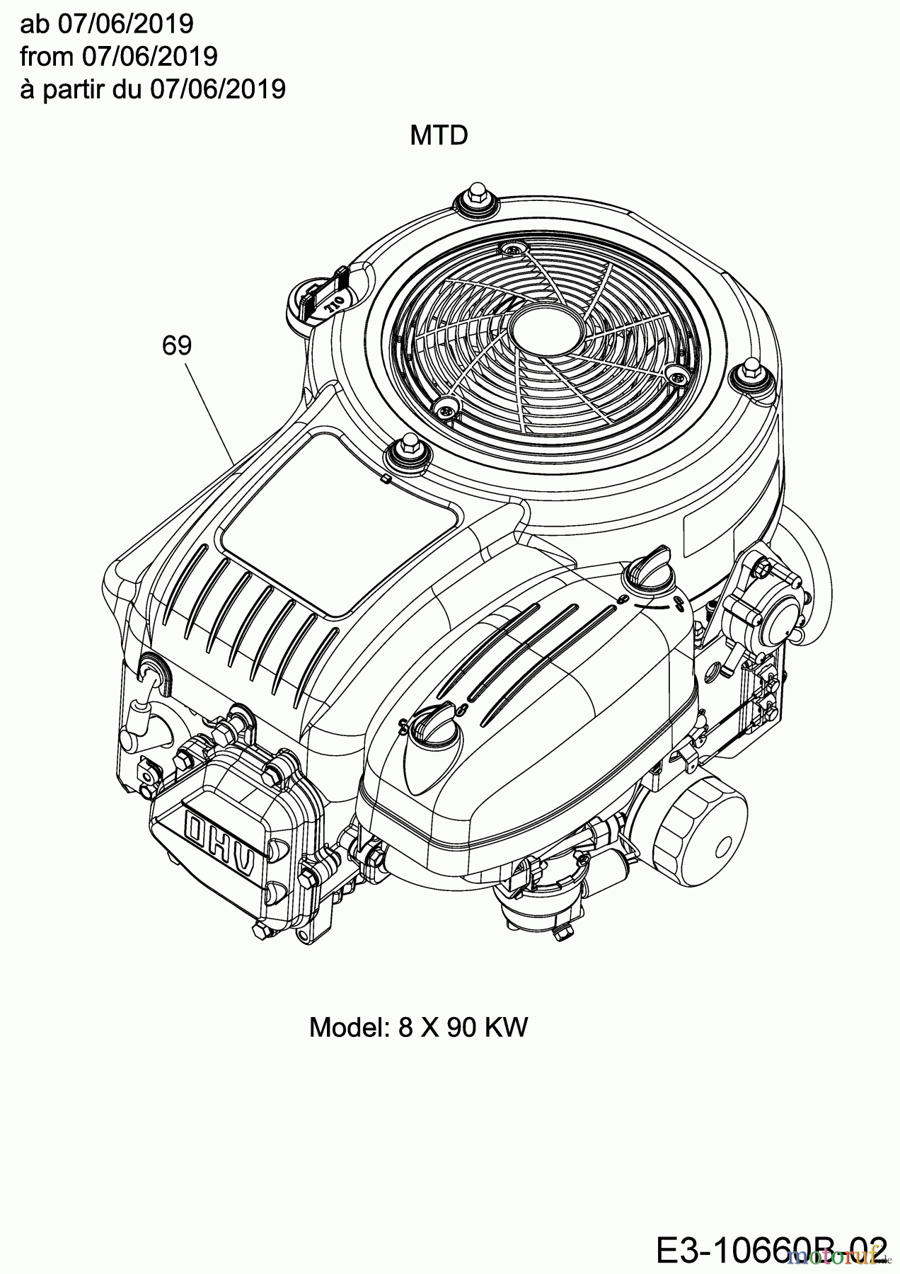  Cub Cadet Rasentraktoren XT1 OR95 13C8A1CB603  (2019) Motor MTD