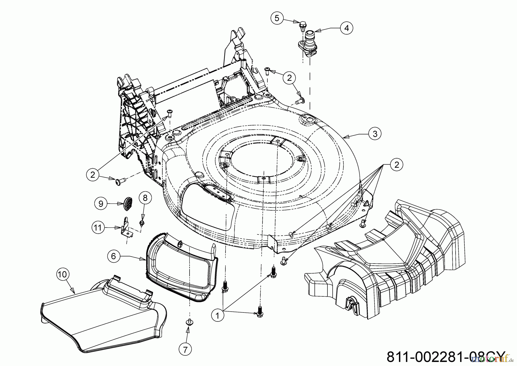 Cub Cadet Motormäher mit Antrieb LM3 CRC46S 12DBTVSC603 (2023) Deflektor, Mähwerksgehäuse, Mulchklappe, Waschdüse