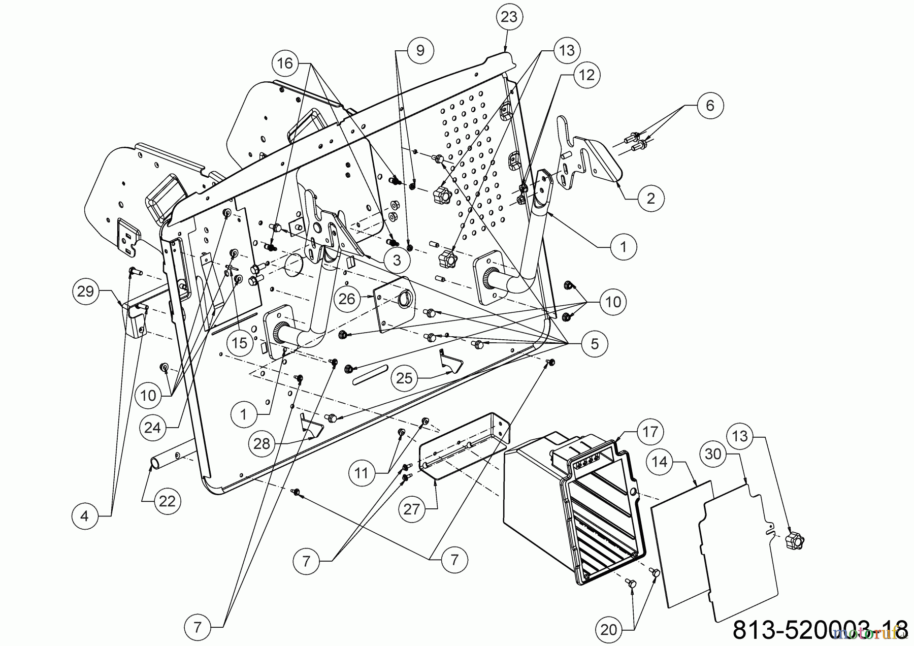 Cub Cadet Rasentraktoren XT1 OR106 13A8A1TR603 (2022) Heckplatte, Batteriekasten, Sperrklinken Grasfangsack