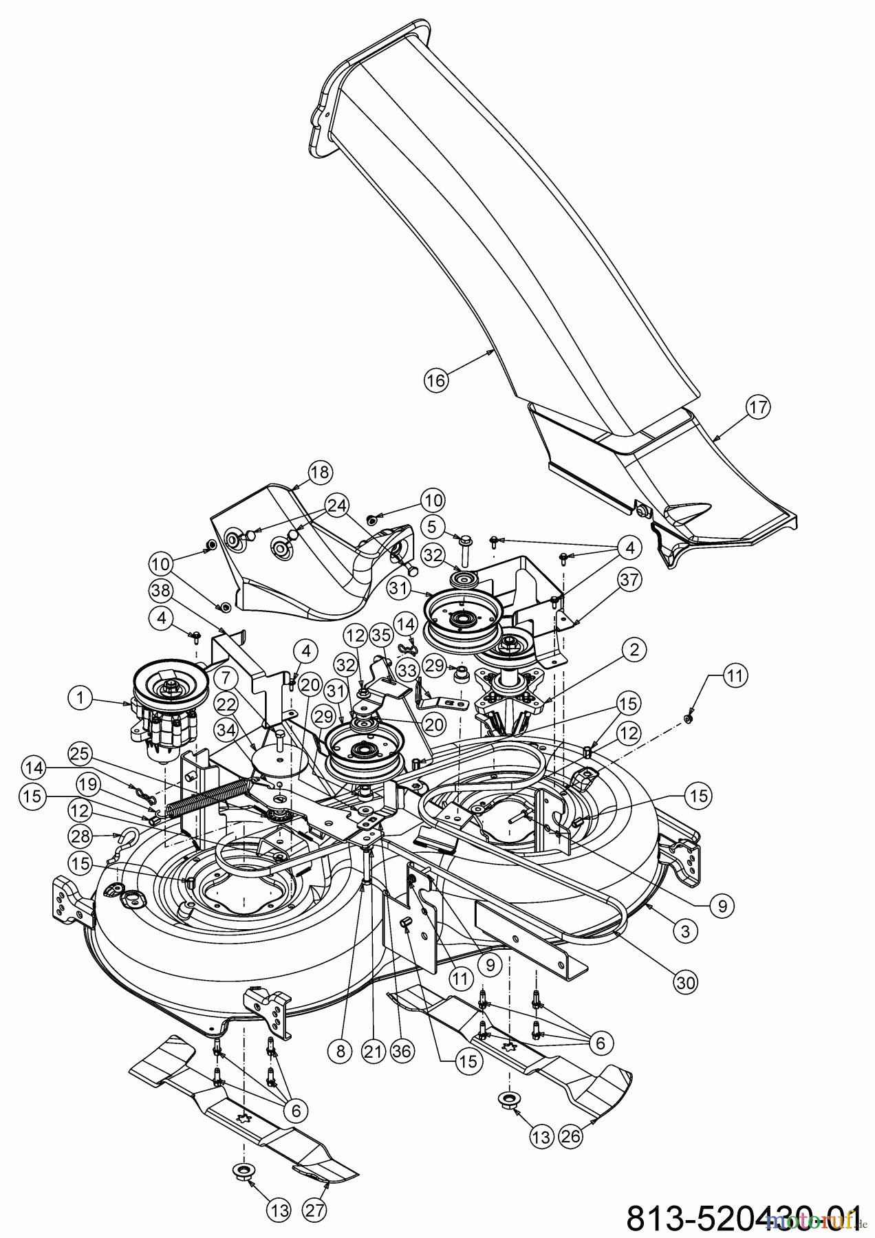  Cub Cadet Rasentraktoren XT1 OR95 13A8A1TB603 (2022) Mähwerk B (37