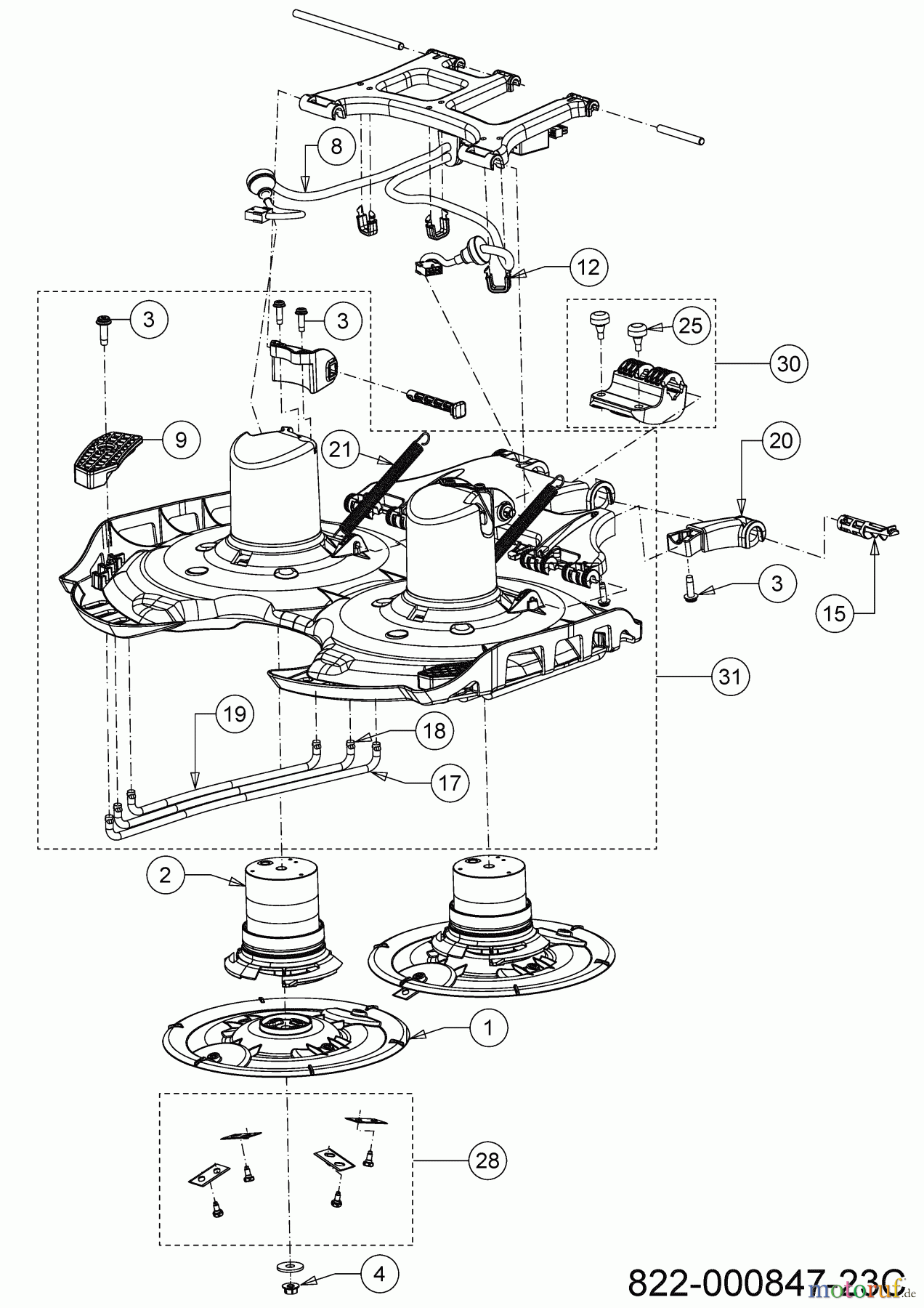 Cub Cadet Mähroboter XR5 3000 22AKJEFA603 (2022) Mähwerk, Schneidmesser