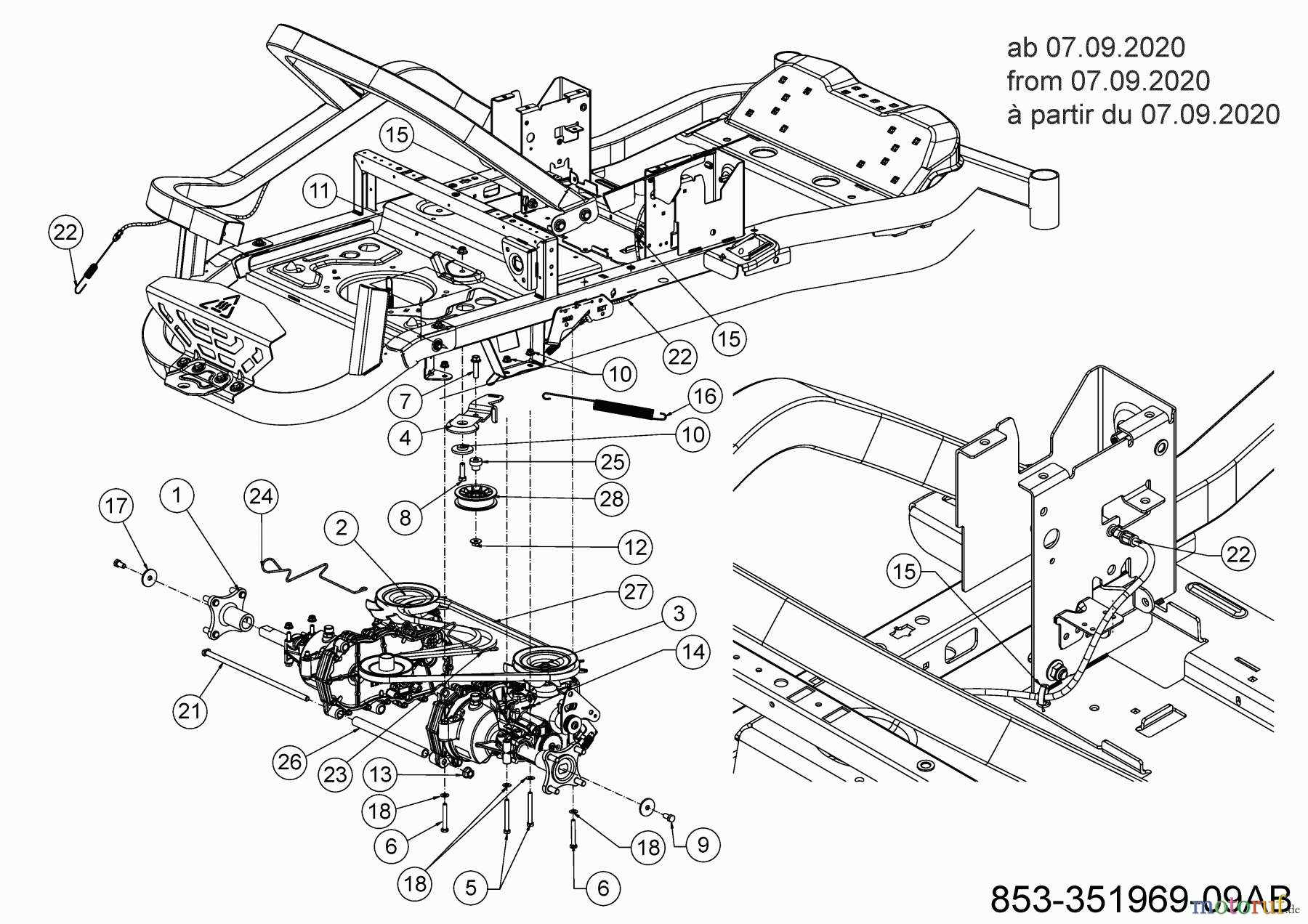 Cub Cadet Zero Turn XZ5 L107 17AAEACS603 (2021) Fahrantrieb ab 07.Sep.2020