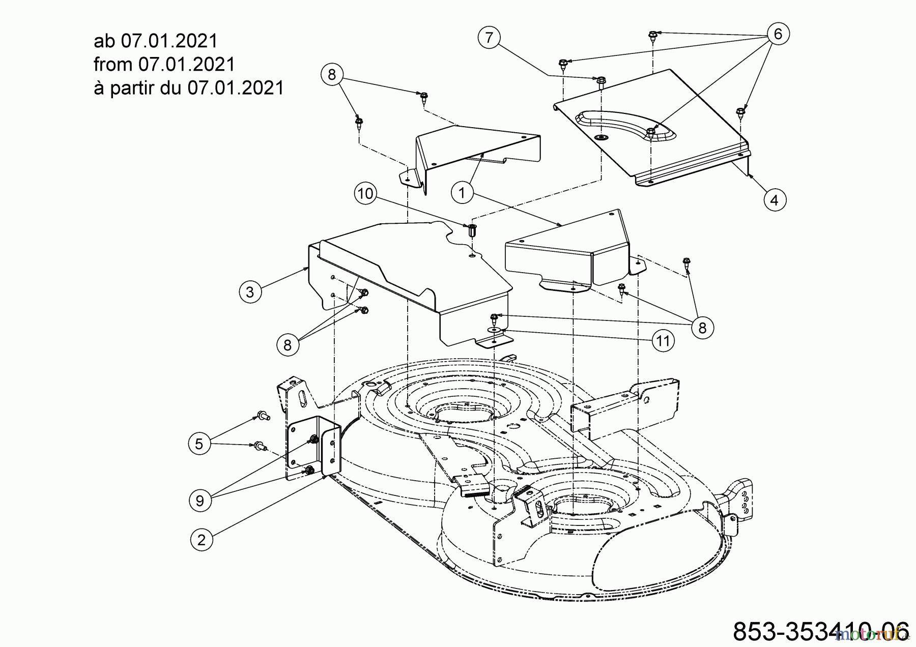 Cub Cadet Zero Turn XZ6 S107 17AAGBYE603 (2022) Mähwerksabdeckung ab 07.01.2021