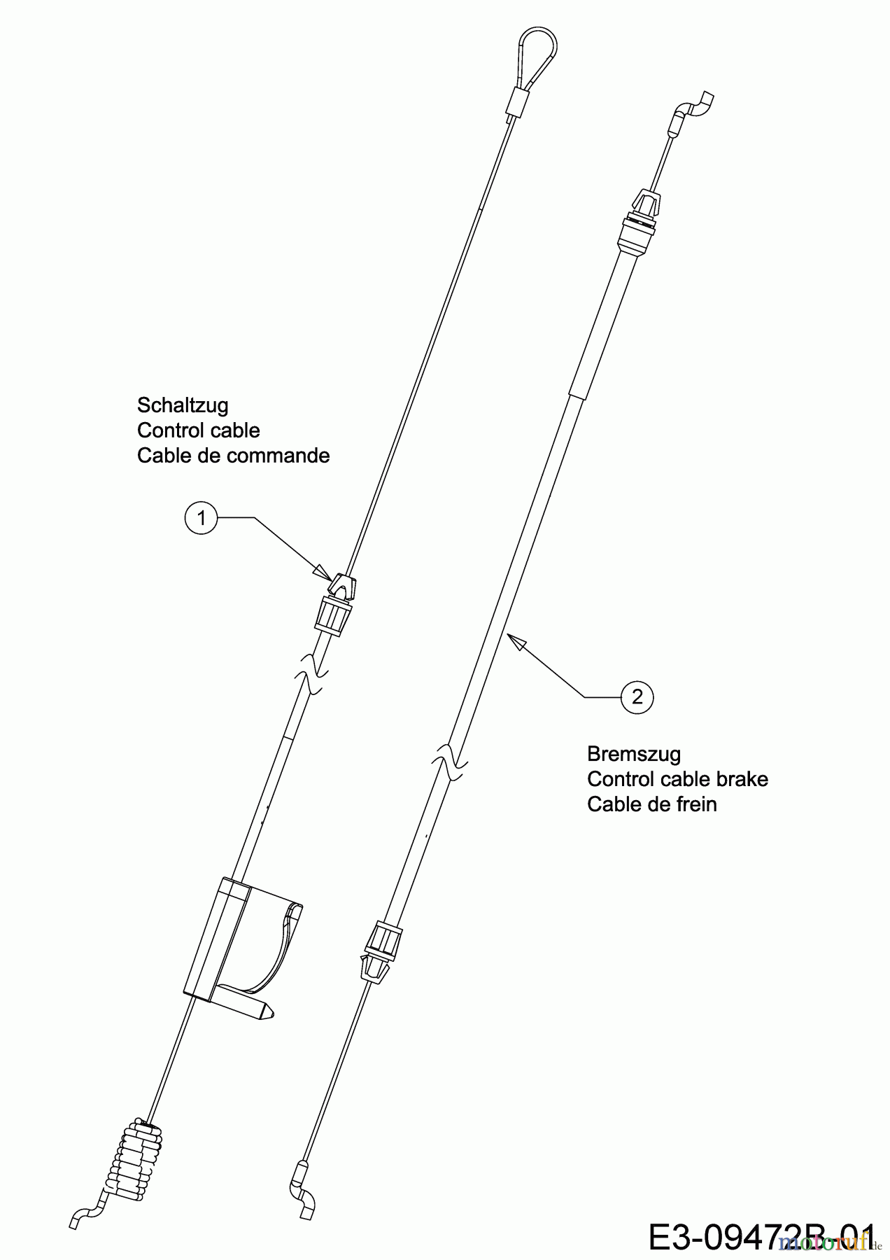 Cub Cadet Motormäher mit Antrieb LM2 DR46ES 12ECTQS7603 (2023) Bremszug, Schaltzug
