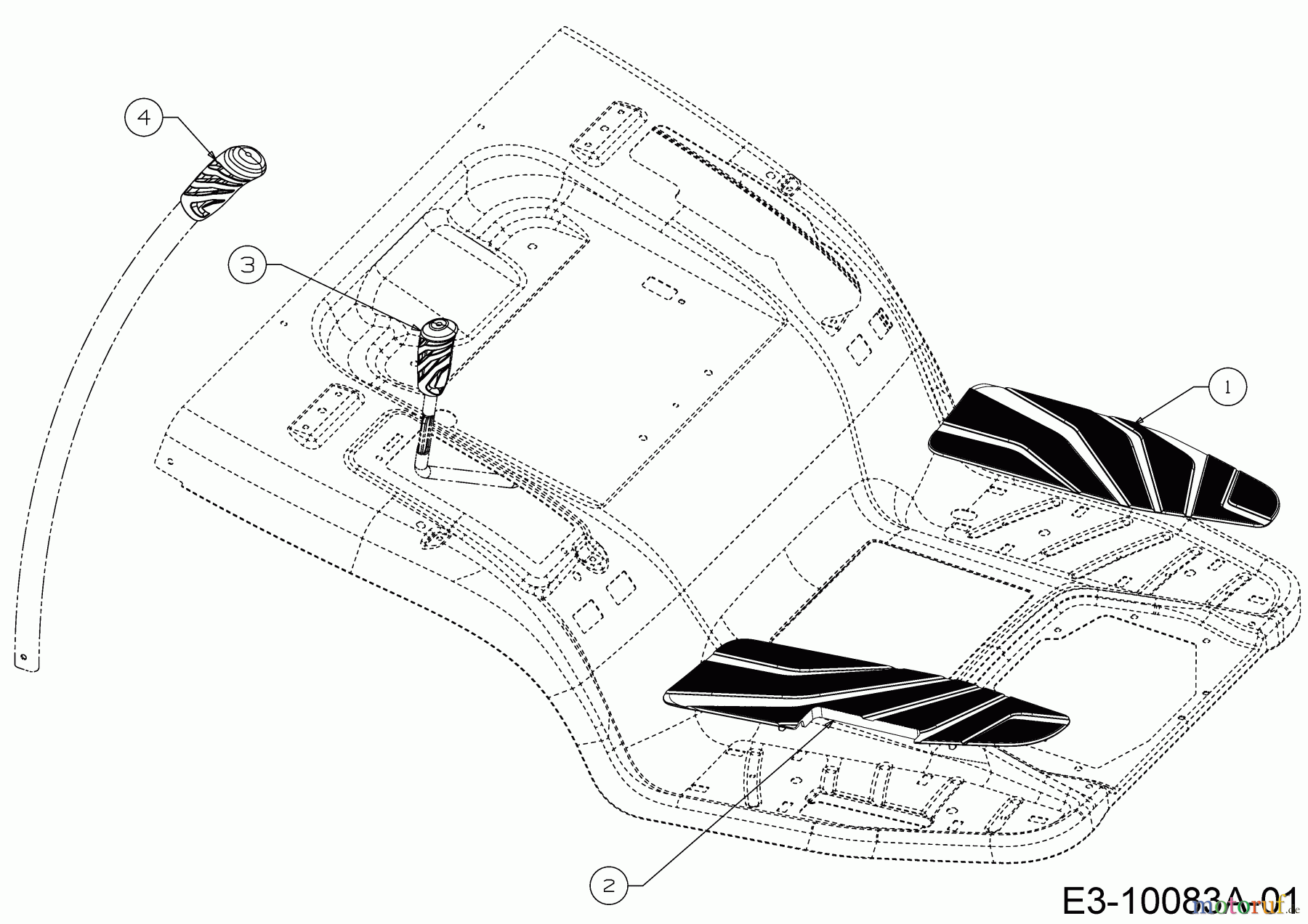 Cub Cadet Rasentraktoren XT1 OR106 13A8A1TR603 (2022) Handgriffe, Trittbrettbelag