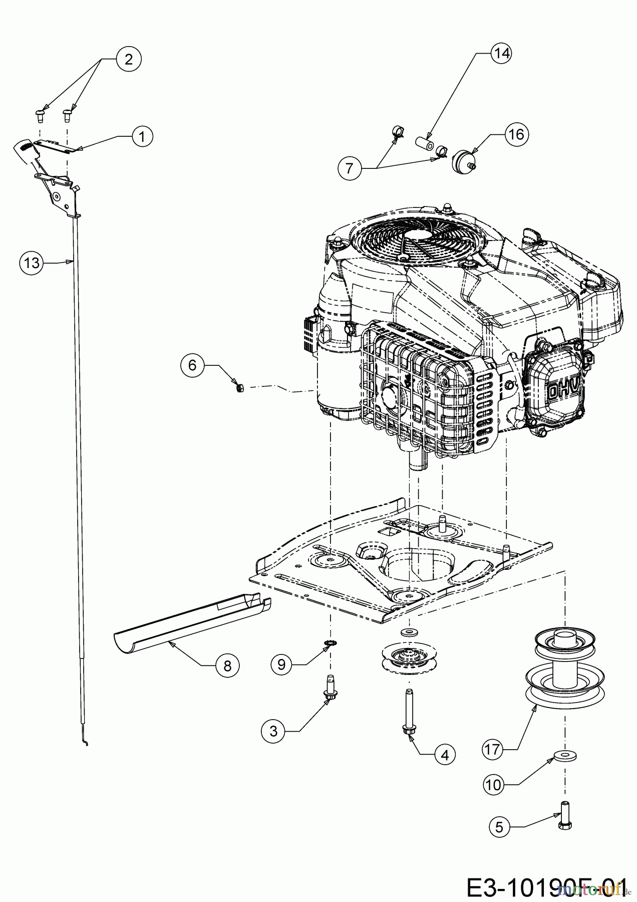  Cub Cadet Rasentraktoren LR2 MS76 13A721JD603 (2021) Gaszug, Motorkeilriemenscheibe, Motorzubehör