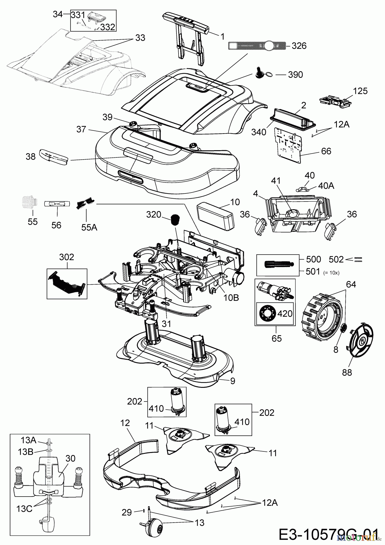 Robomow Mähroboter RS635 PRO SV 22ASGAFF619 (2020) Elektromotore, Gehäuse, Messer, Räder