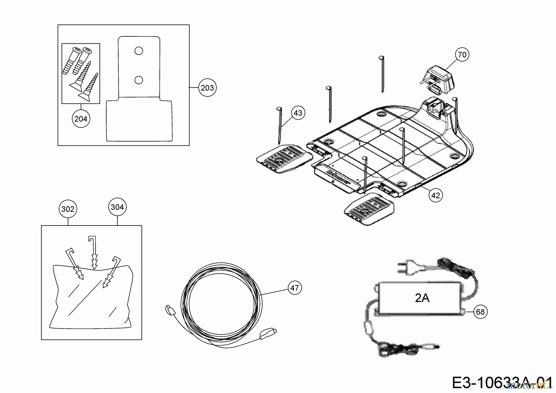 Robomow Mähroboter RS615U (Red) 22ASBR-A619 (2018) Basisstation, Heringe und Rasennägel, Stromversorgung, Verlängerungskabel