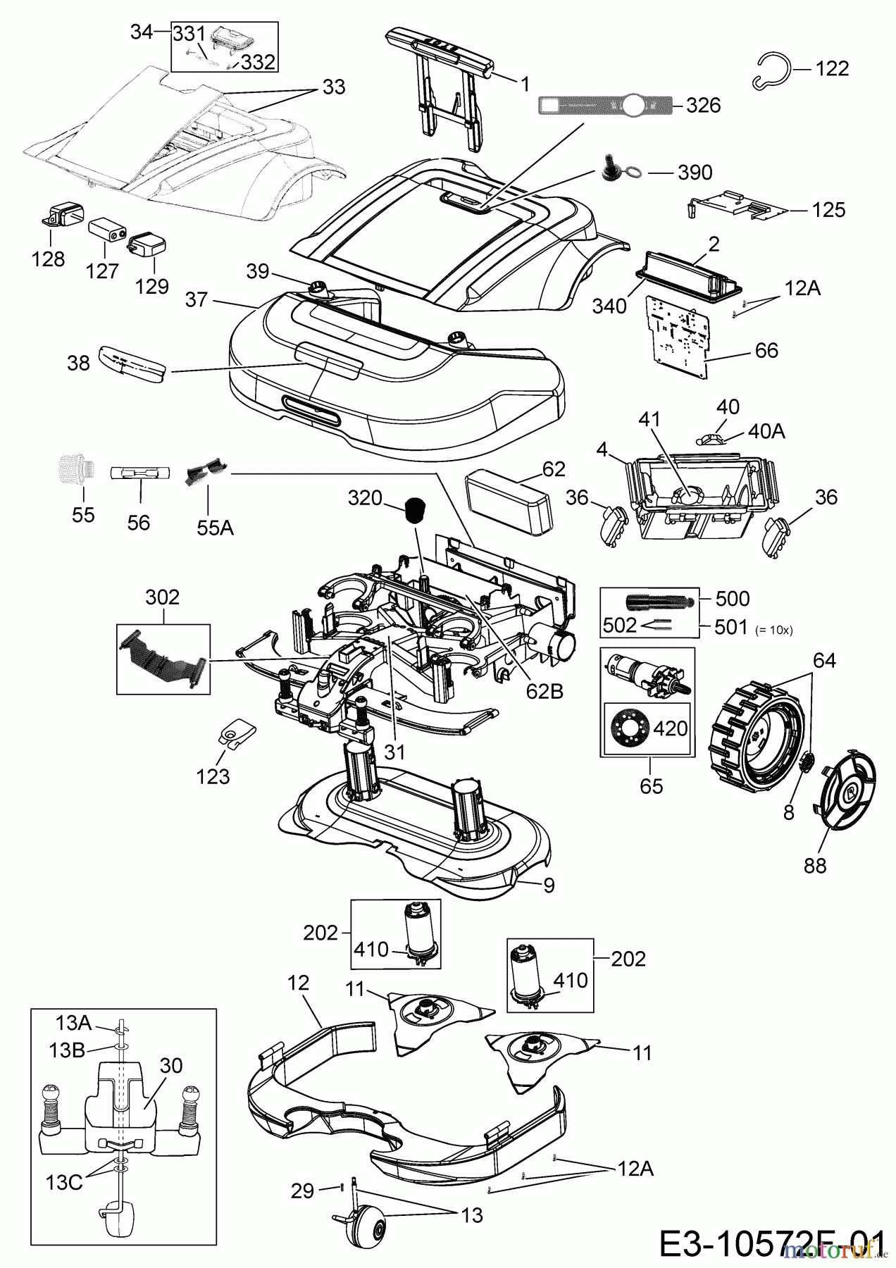 Robomow Mähroboter RS625 PRO 22BSDAAD619 (2020) Elektromotore, Gehäuse, Messer, Räder
