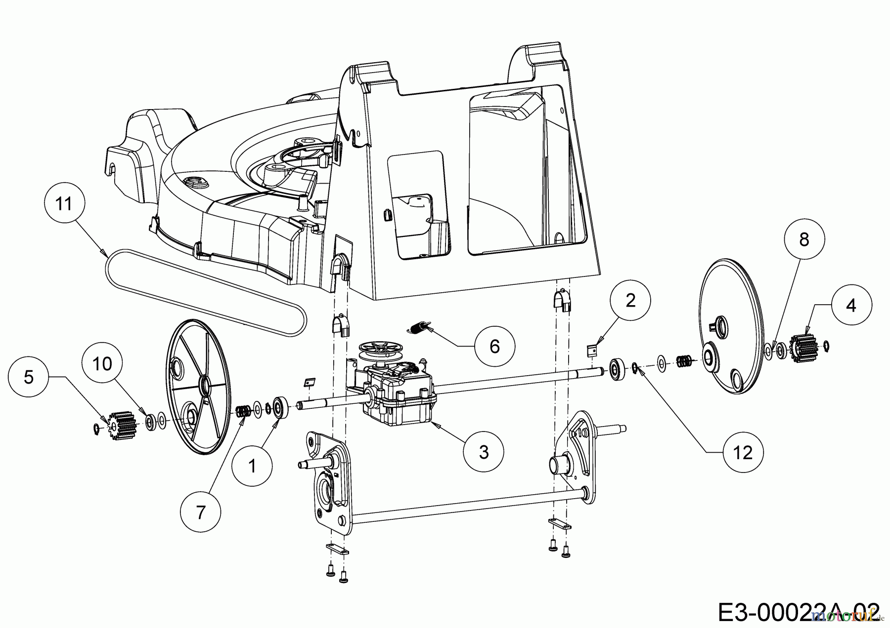 Wolf-Garten Motormäher mit Antrieb OMEGA1 53 B S 12A-ZA7F650 (2019) Getriebe, Keilriemen