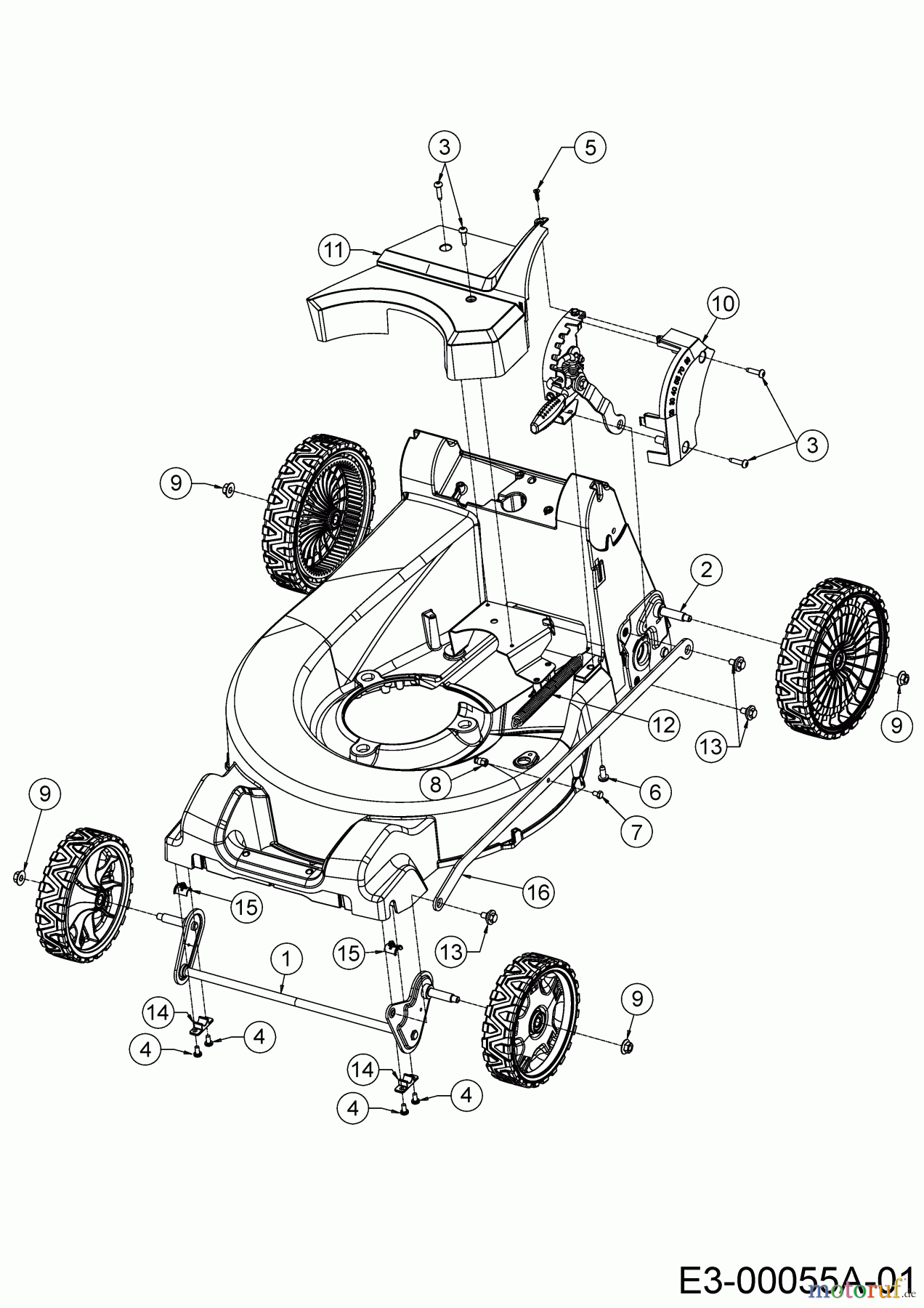 Wolf-Garten Motormäher mit Antrieb OMEGA2 53 B V 12AQZA7F650 (2019) Höhenverstellung