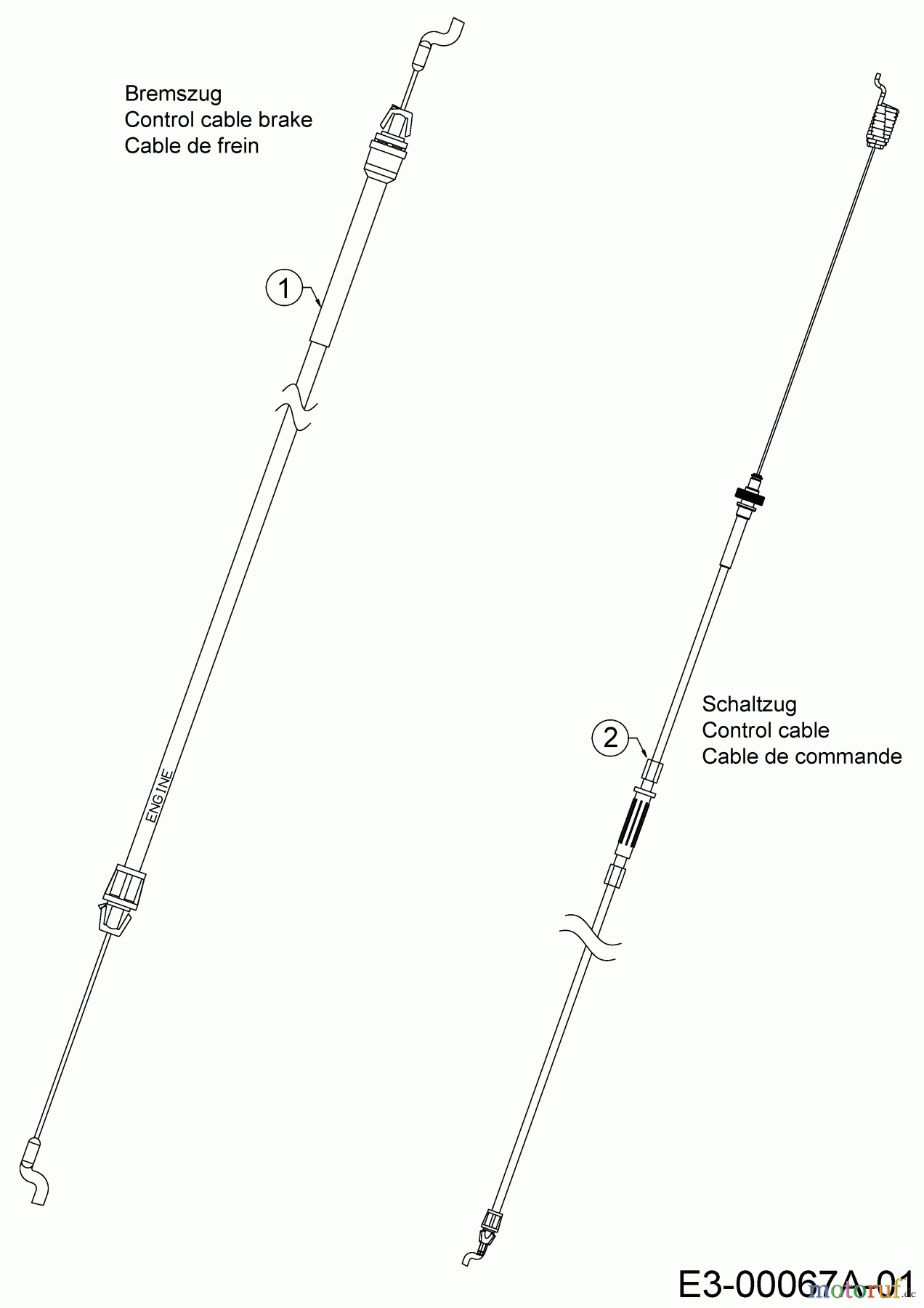 Wolf-Garten Motormäher mit Antrieb Expert 46 W ES SP 12ACYAS7650 (2018) Bremszug, Schaltzug