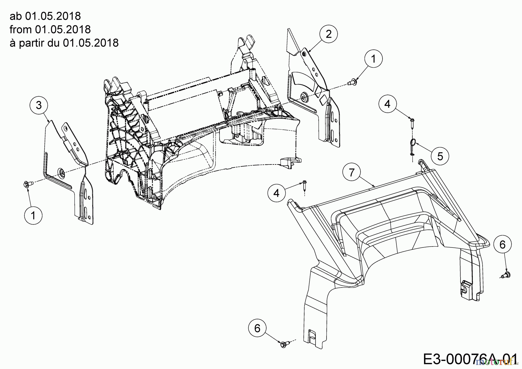 Wolf-Garten Motormäher mit Antrieb Expert 46 BA V HW 12ABTV5E650 (2018) Abdeckung hinten ab 01.05.2018