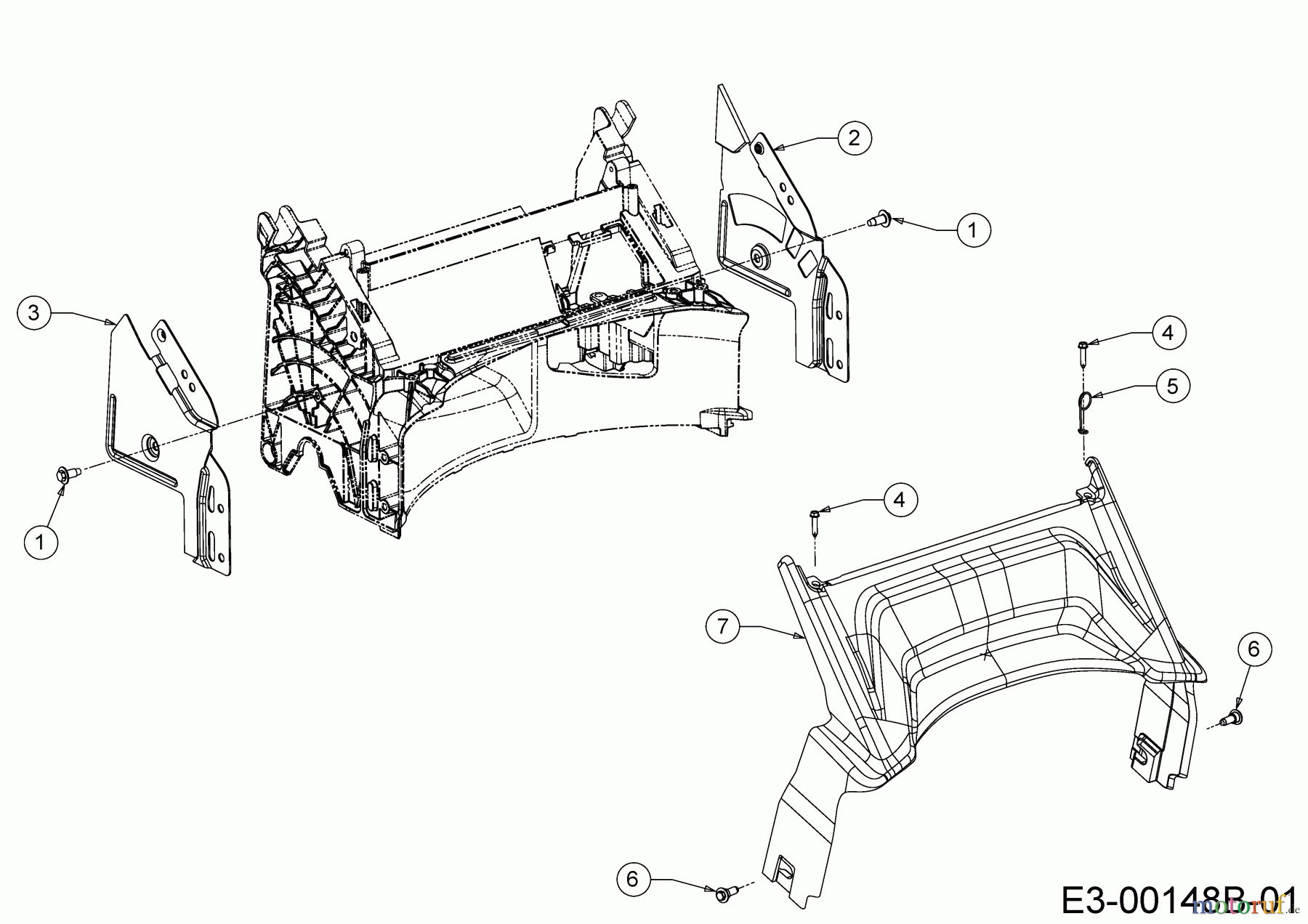 Wolf-Garten Motormäher A 4200 11A-LOSC650 (2019) Abdeckung hinten, Holmbraketten