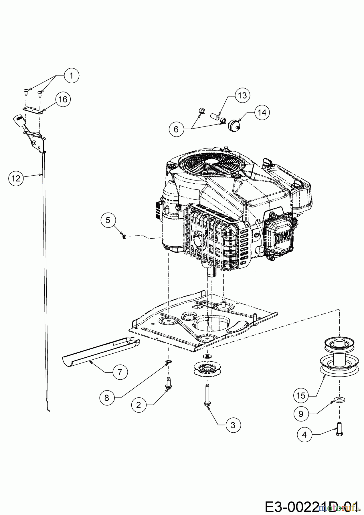 Wolf-Garten Rasentraktoren Scooter Hydro 13B721SD650 (2020) Choke- und Gaszug, Motorkeilriemenscheibe, Motorzubehör
