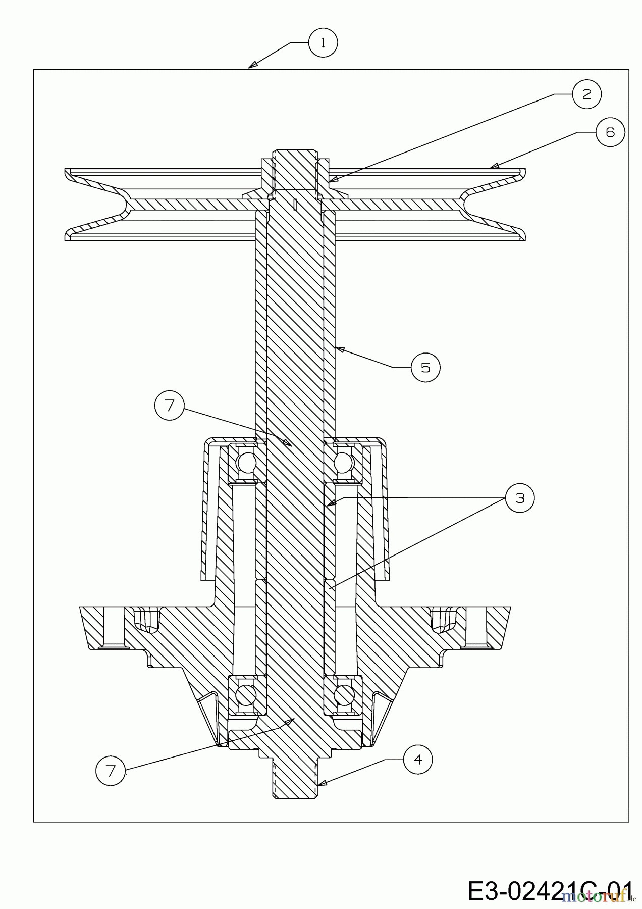 Wolf-Garten Rasentraktoren Expert 122.240 H 13AI91WJ650 (2014) Messerspindel 618-04160B