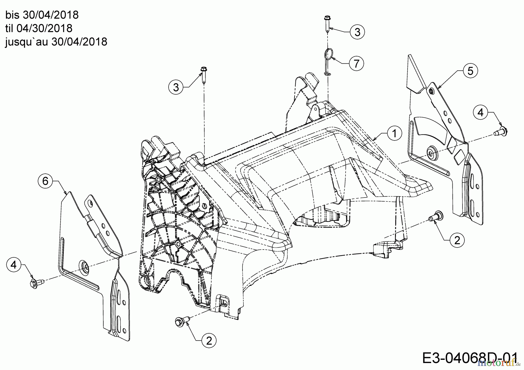 Wolf-Garten Motormäher mit Antrieb Expert 530 A 12C-PUKC650 (2018) Abdeckung hinten, Holmbraketten bis 30/04/2018