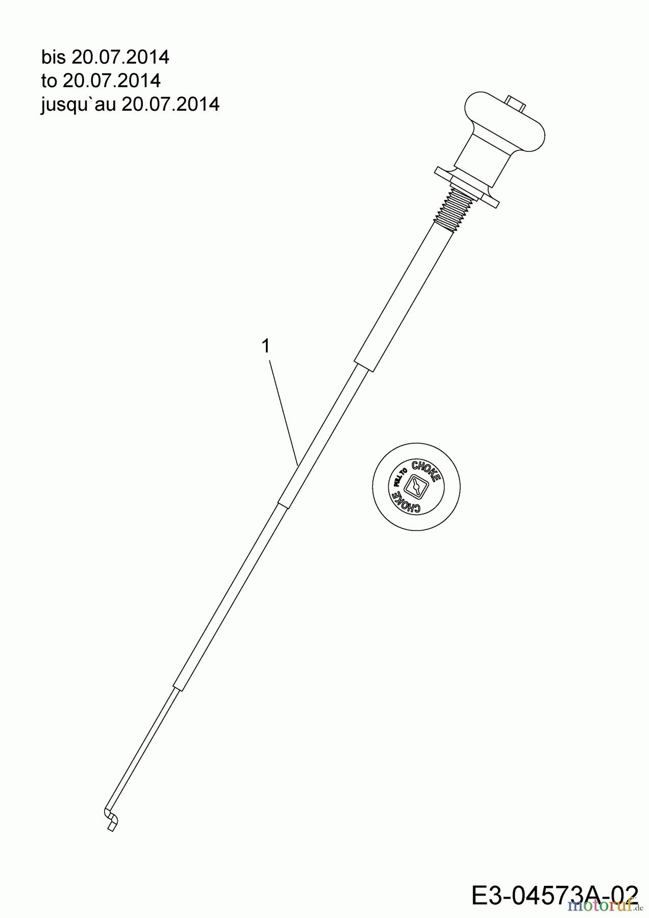 Wolf-Garten Rasentraktoren Expert 107.180 H 13BG93WG650 (2014) Chokezug bis 20.07.2014