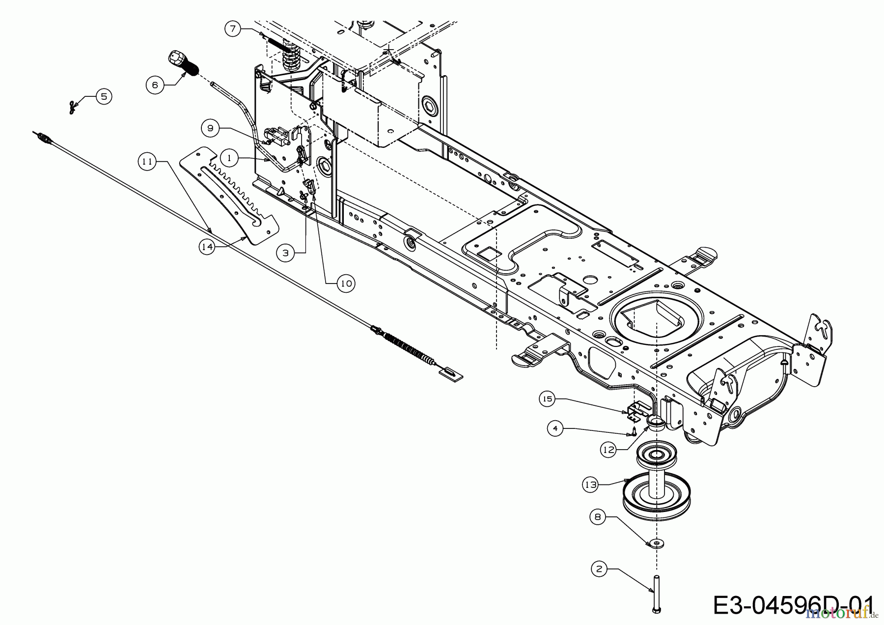  Wolf-Garten Rasentraktoren Expert 107.175 H 13HD93WG650  (2016) Mähwerkseinschaltung, Motorkeilriemenscheibe