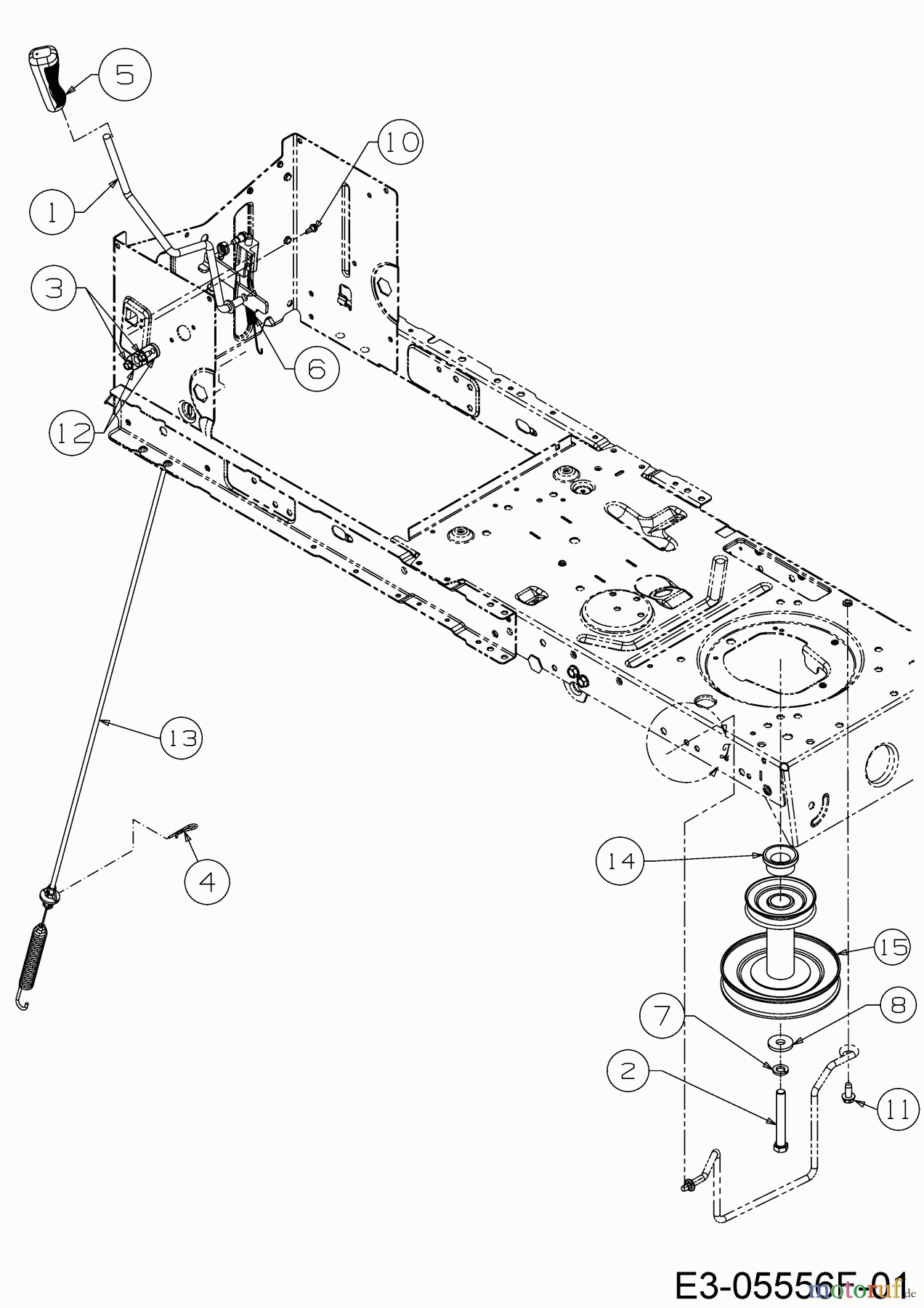Wolf-Garten Rasentraktoren E 13/96 H 13AB795F650 (2020) Mähwerkseinschaltung, Motorkeilriemenscheibe