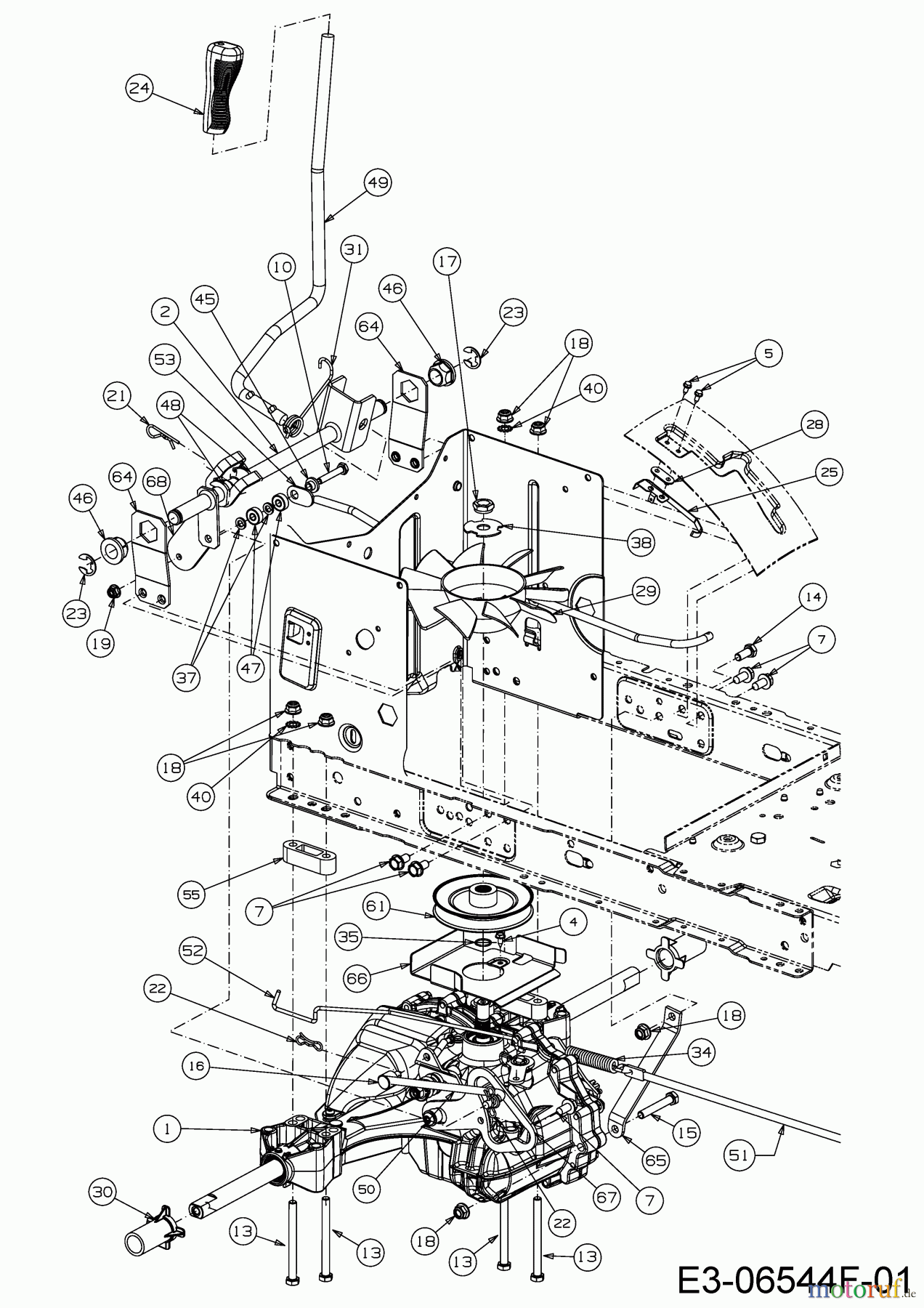 Wolf-Garten Rasentraktoren E 13/96 H 13AB795F650 (2019) Fahrantrieb, Hydrostat, Schalthebel
