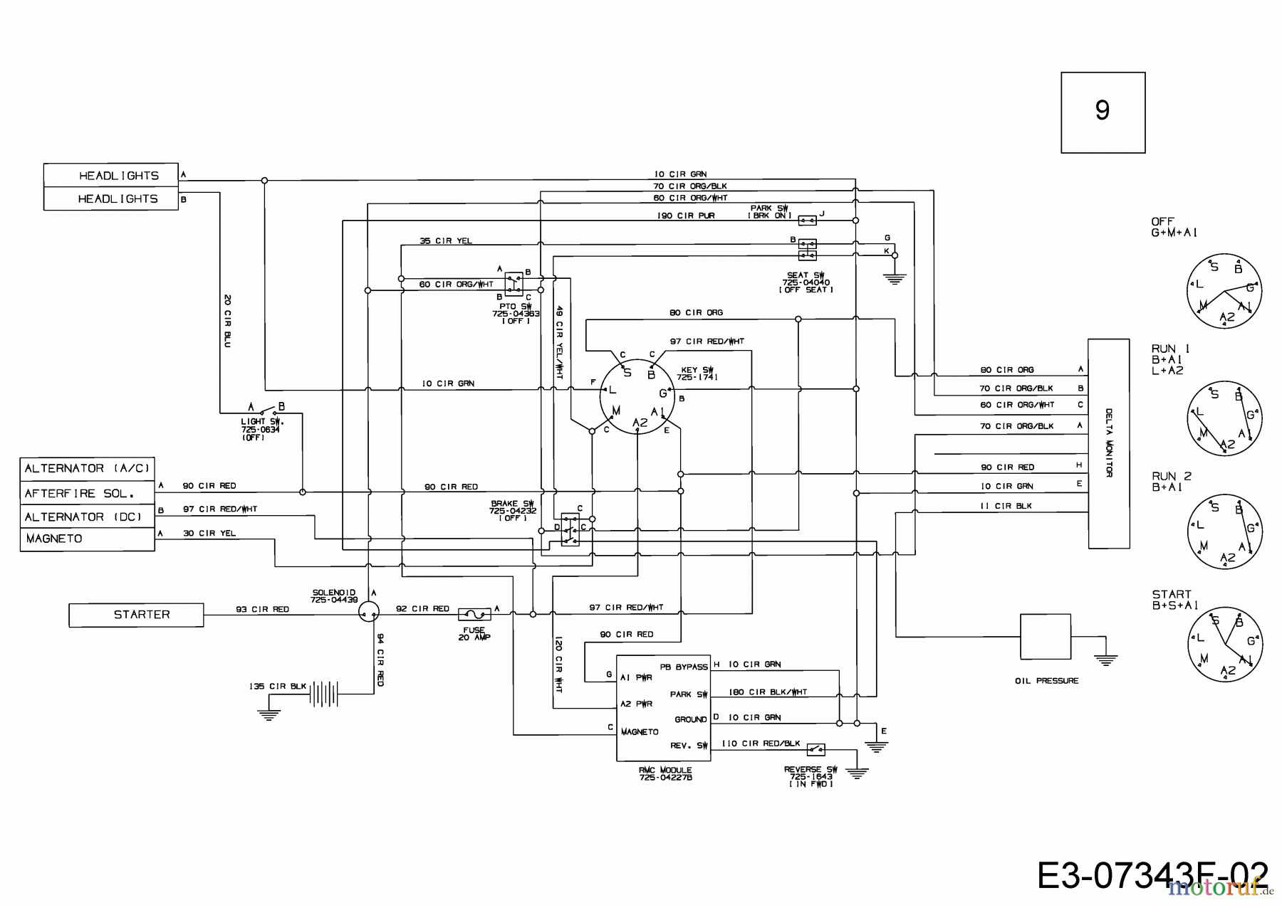  Wolf-Garten Rasentraktoren Expert 107.175 H 13HD93WG650  (2016) Elektroteile, Schaltplan