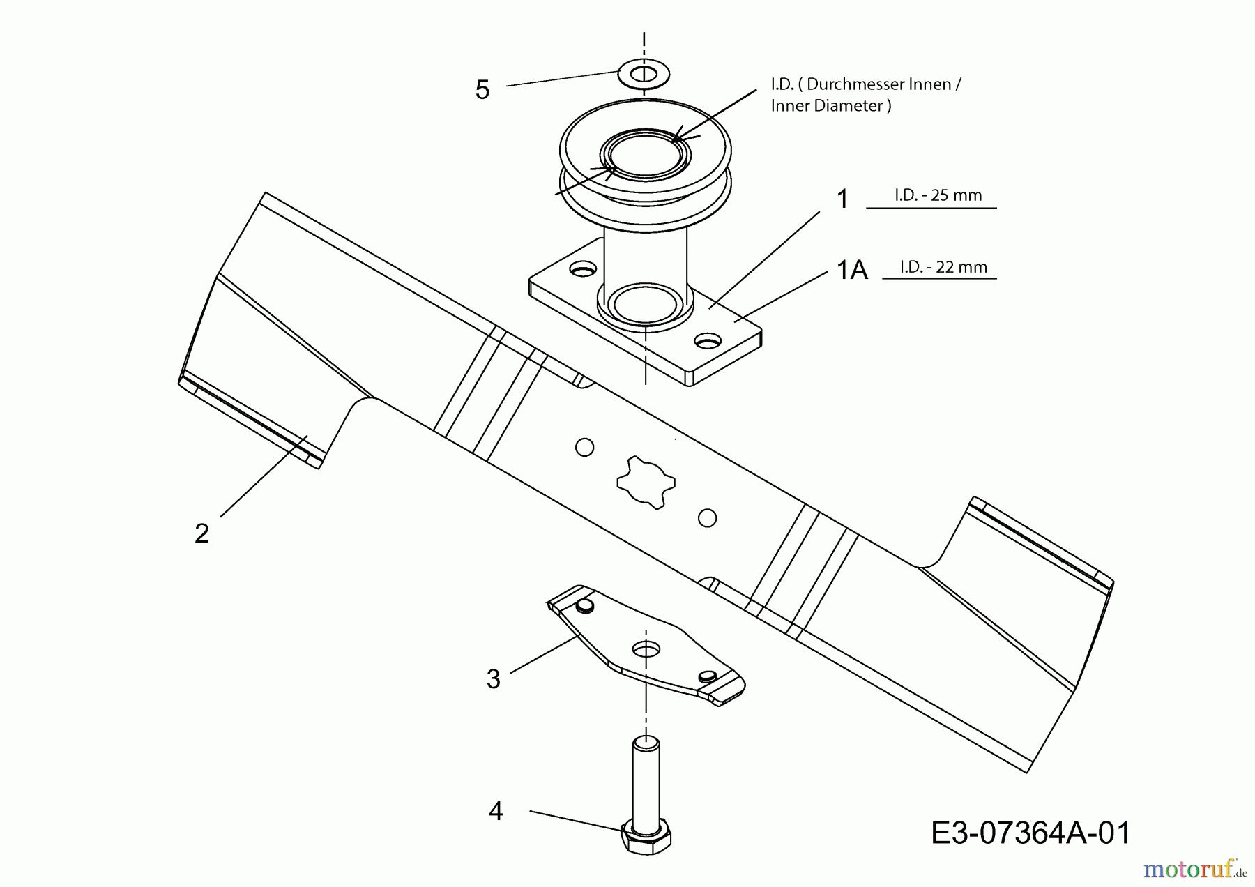 Wolf-Garten Motormäher mit Antrieb Expert 46 BA ES 12AEK18Z650 (2012) Messer, Messeraufnahme