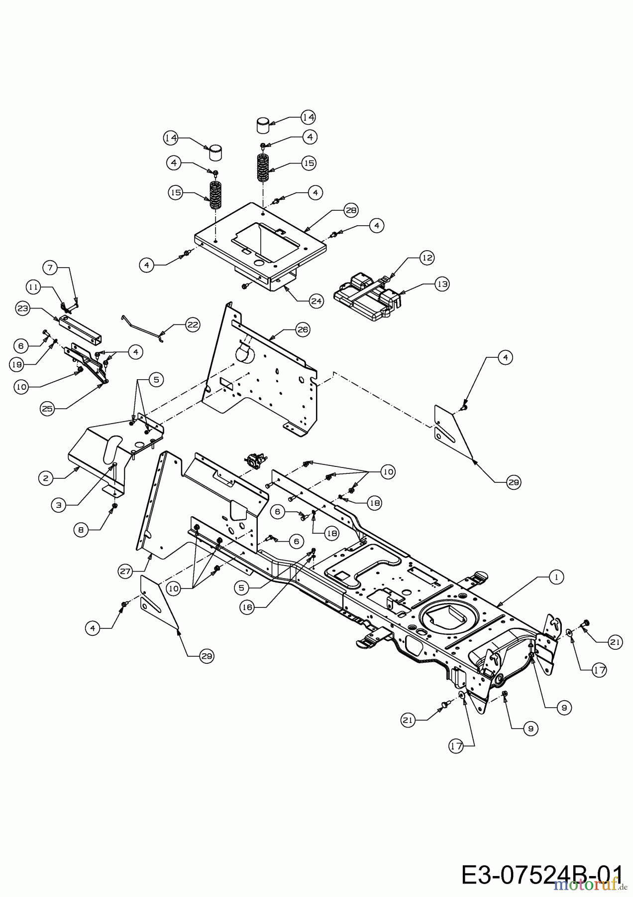 Wolf-Garten Rasentraktoren Expert 122.240 H 13HI91WJ650 (2014) Anhängekupplung hinten, Rahmen