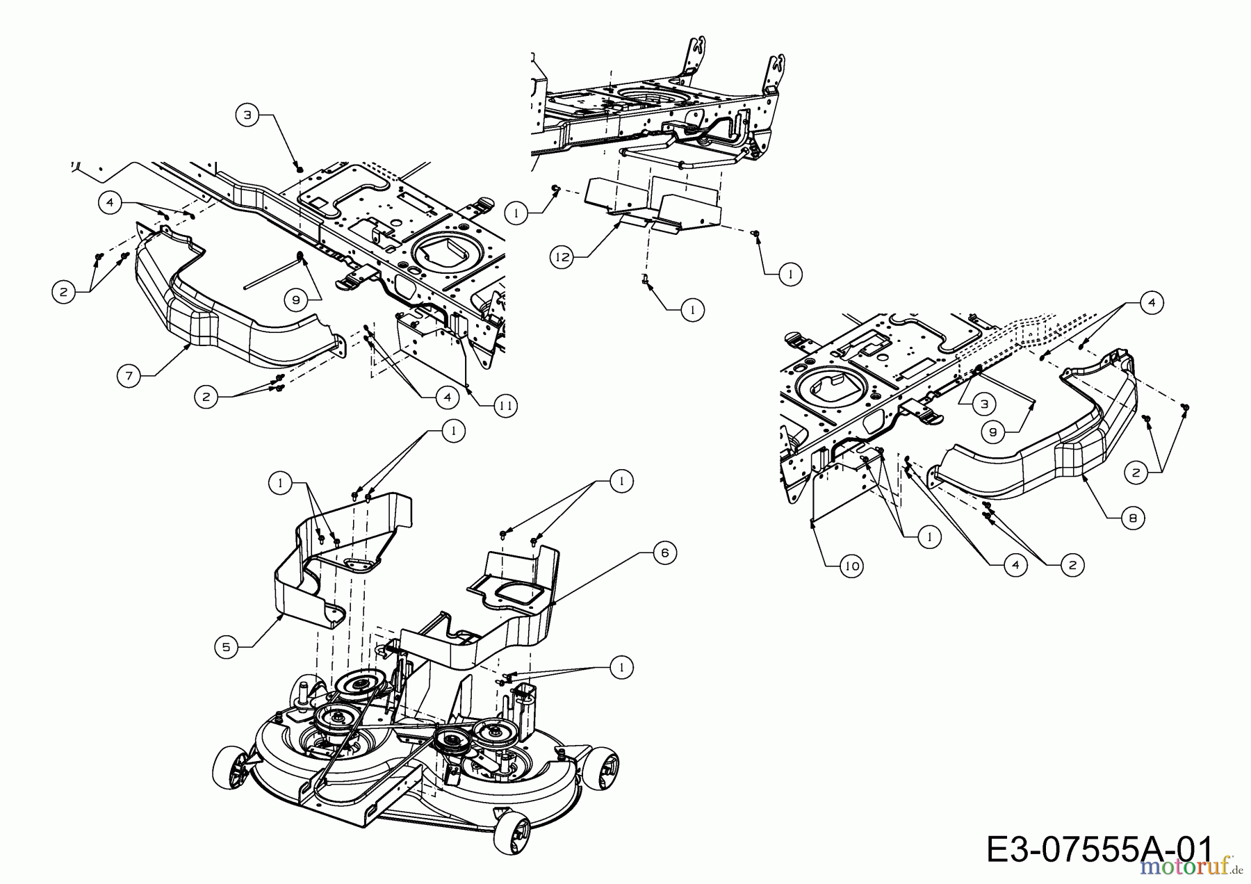  Wolf-Garten Rasentraktoren Expert 92.155 A 13AD90WE650  (2012) Abdeckungen Mähwerk E (36