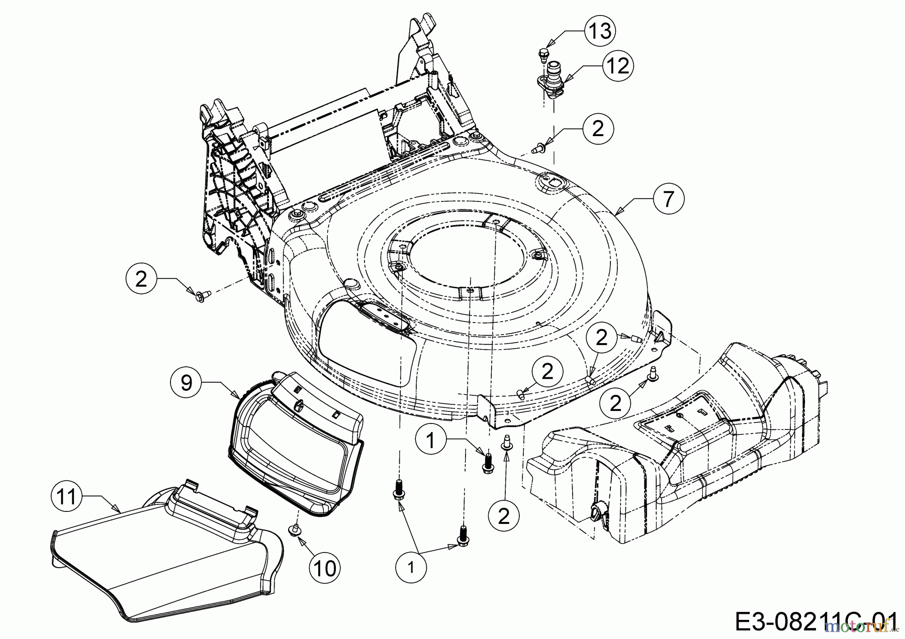 Wolf-Garten Motormäher mit Antrieb Expert 53 BA V HW 12ABPV5L650 (2016) Deflektor, Mähwerksgehäuse, Mulchklappe, Waschdüse