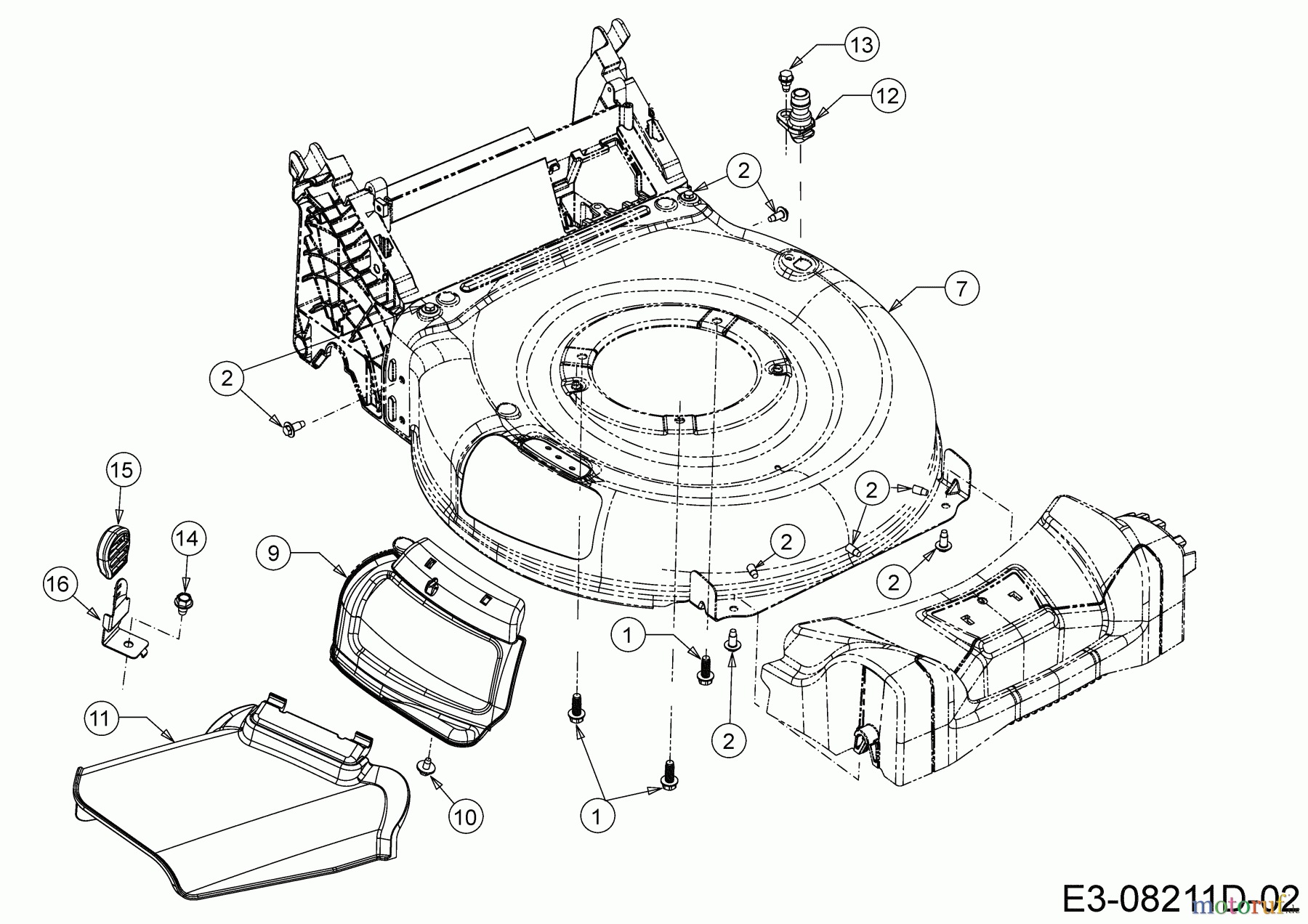 Wolf-Garten Motormäher mit Antrieb A 530 ASPHWIS 12BYPV7E650 (2020) Deflektor, Mähwerksgehäuse, Mulchklappe, Waschdüse