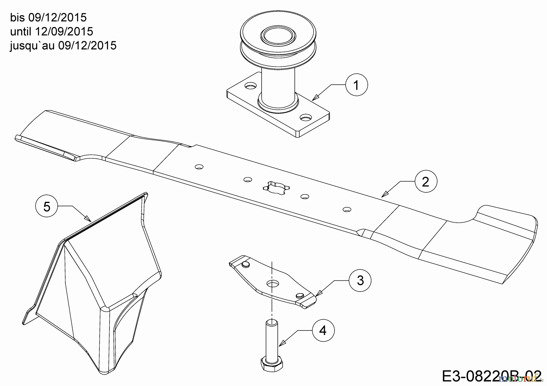 Wolf-Garten Motormäher mit Antrieb Expert 53 BA V HW 12ABPV5L650 (2016) Messer, Messeraufnahme, Mulchstopfen bis 09/12/2015