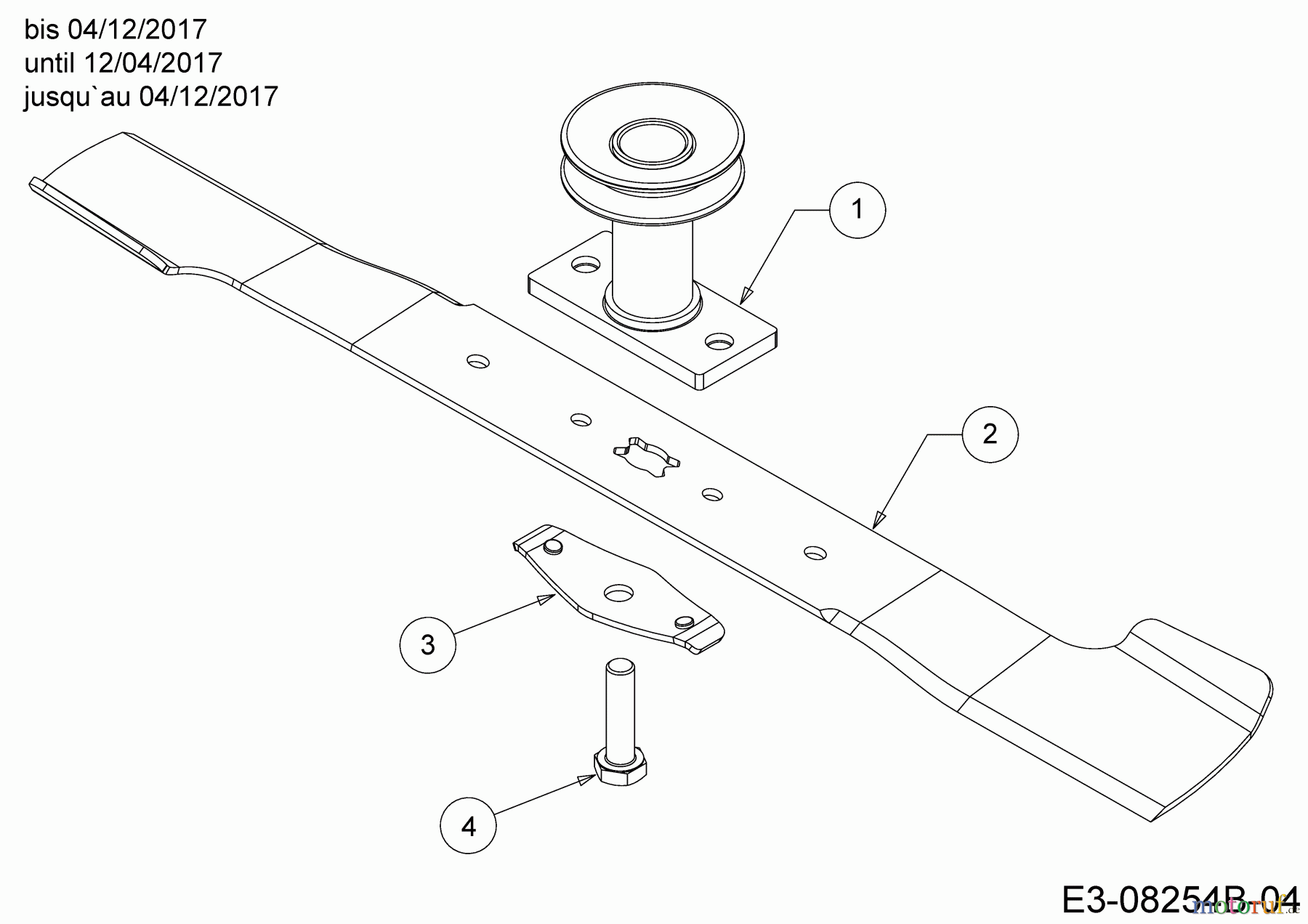 Wolf-Garten Motormäher mit Antrieb Expert 530 A 12C-PUKC650 (2018) Messer, Messeraufnahme bis 04/12/2017