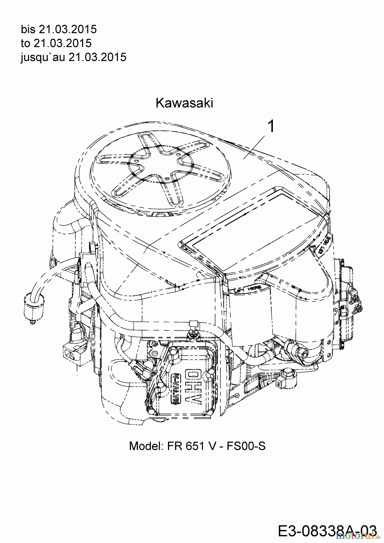  Wolf-Garten Rasentraktoren Expert 105.220 H 13HF91WN650  (2015) Motor Kawasaki bis 21.03.2015