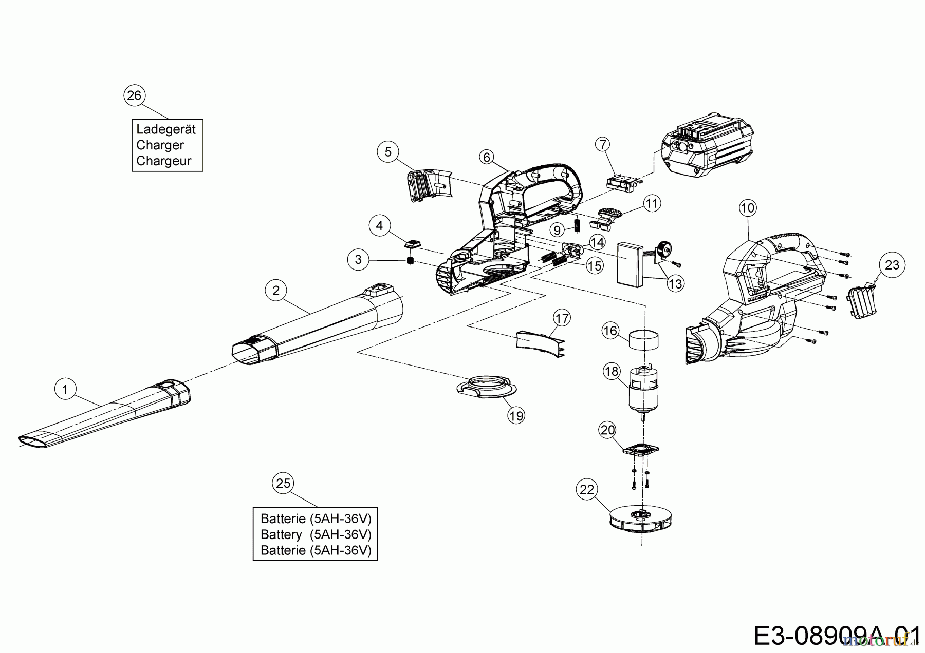 Wolf-Garten Akkulaubbläser Li-Ion Power LBB 36 41AJLCBC650 (2020) Grundgerät