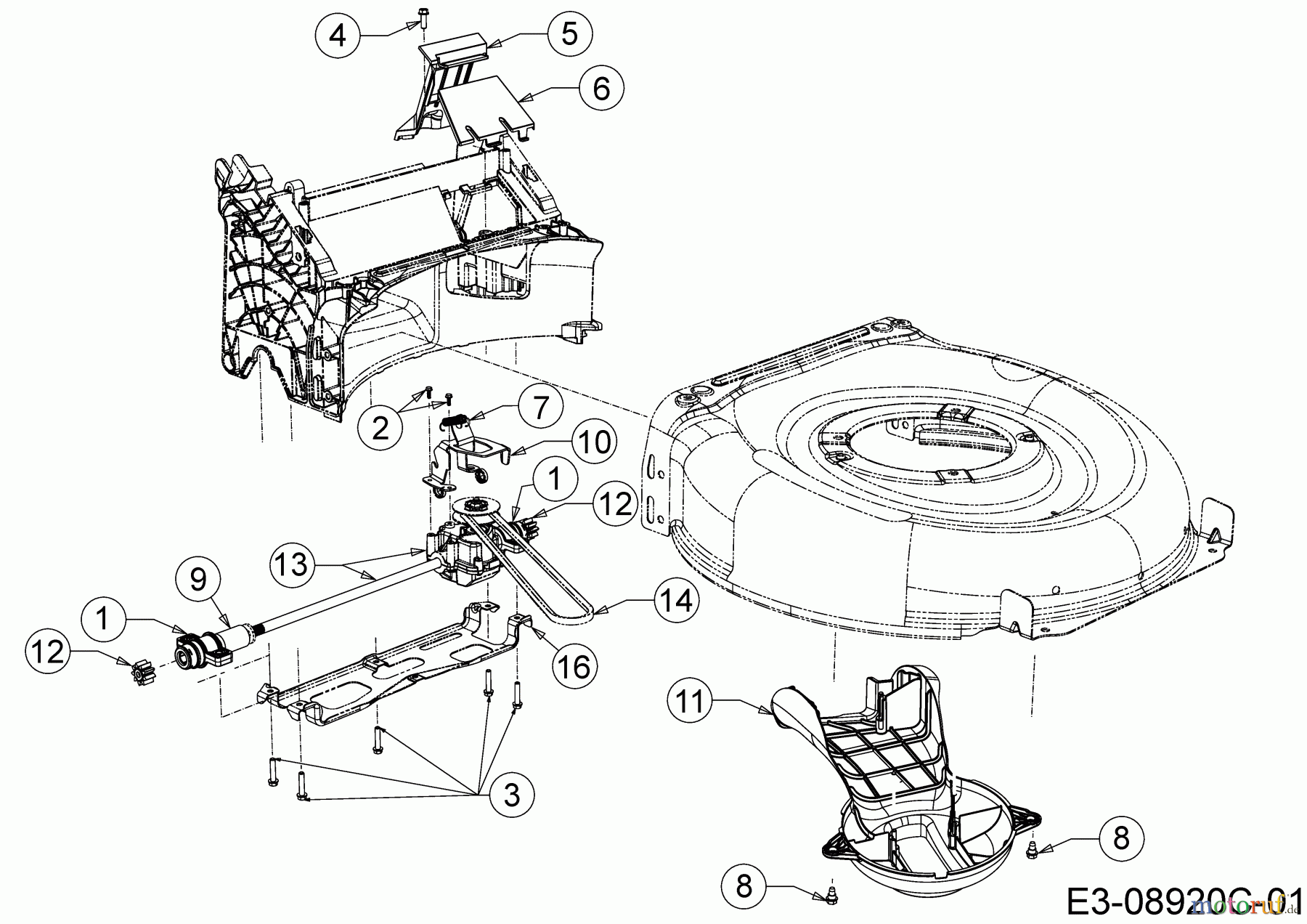 Wolf-Garten Motormäher mit Antrieb Expert 46 BA V HW 12ABTV5E650 (2020) Getriebe, Keilriemen
