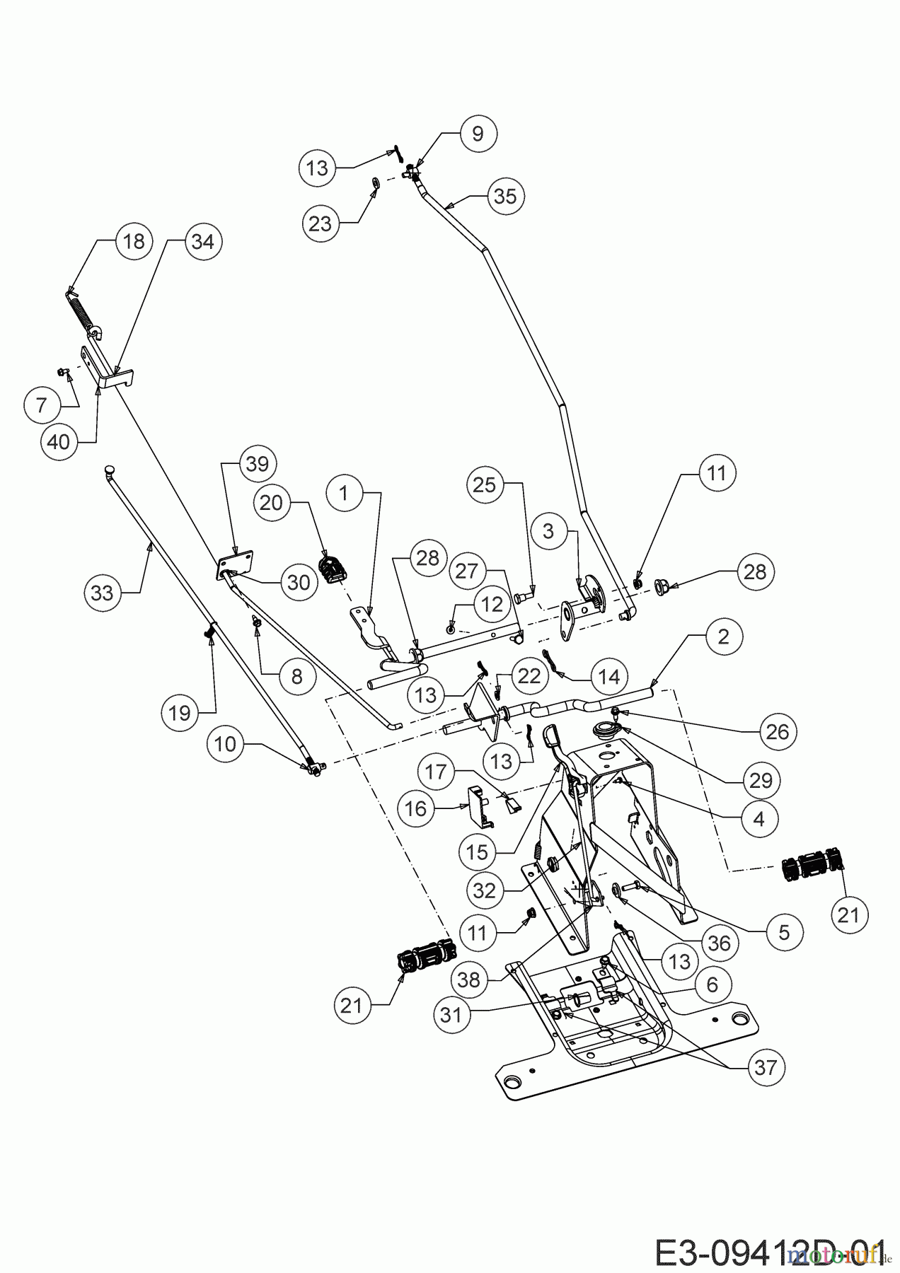 Wolf-Garten Rasentraktoren Scooter Hydro 13A721SD650 (2020) Bremsstange, Schaltstange, Pedal