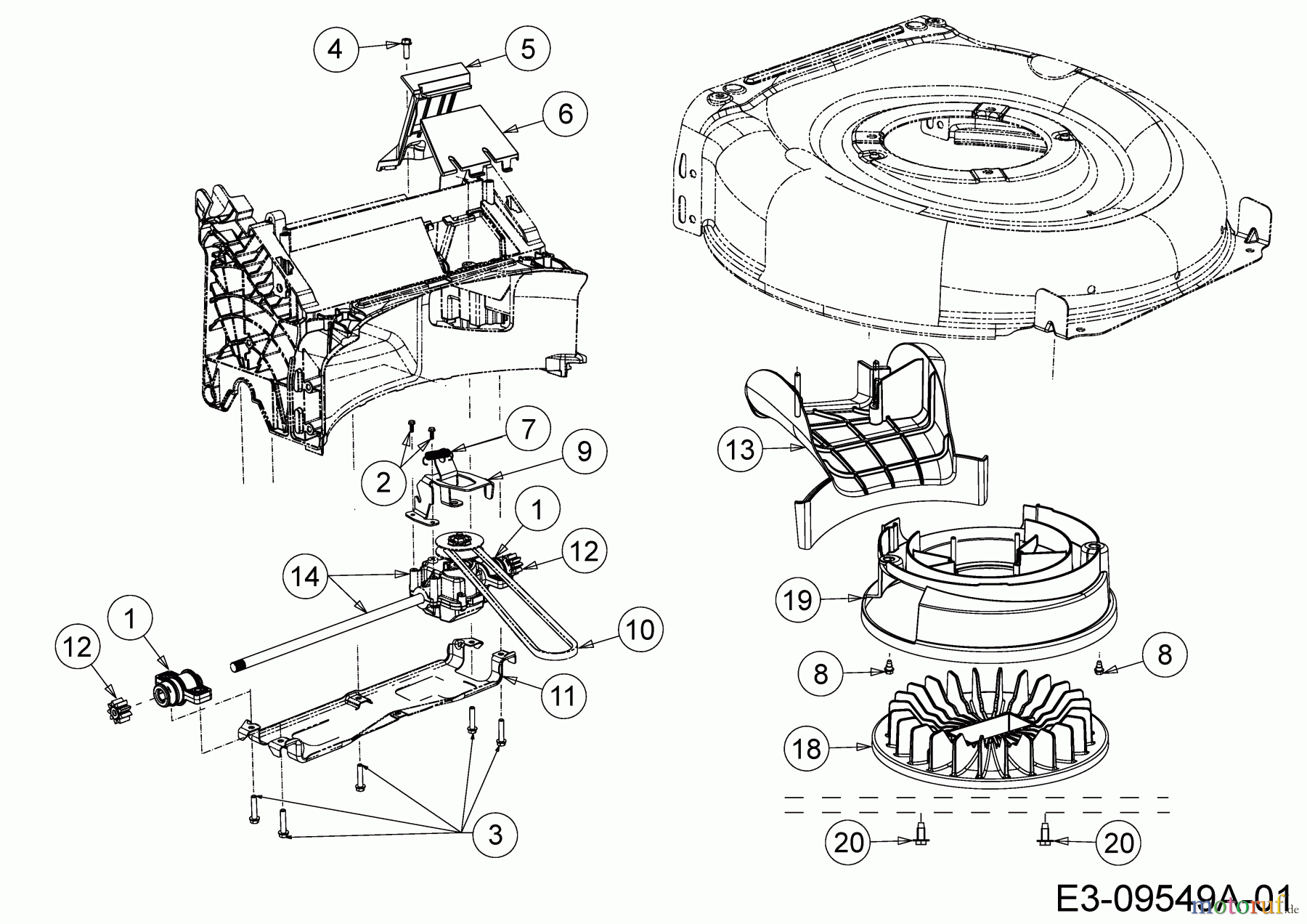  Wolf-Garten Motormäher mit Antrieb AT 460 AHHW 12A-TVCQ650  (2019) Getriebe, Keilriemen, Lüfterrad