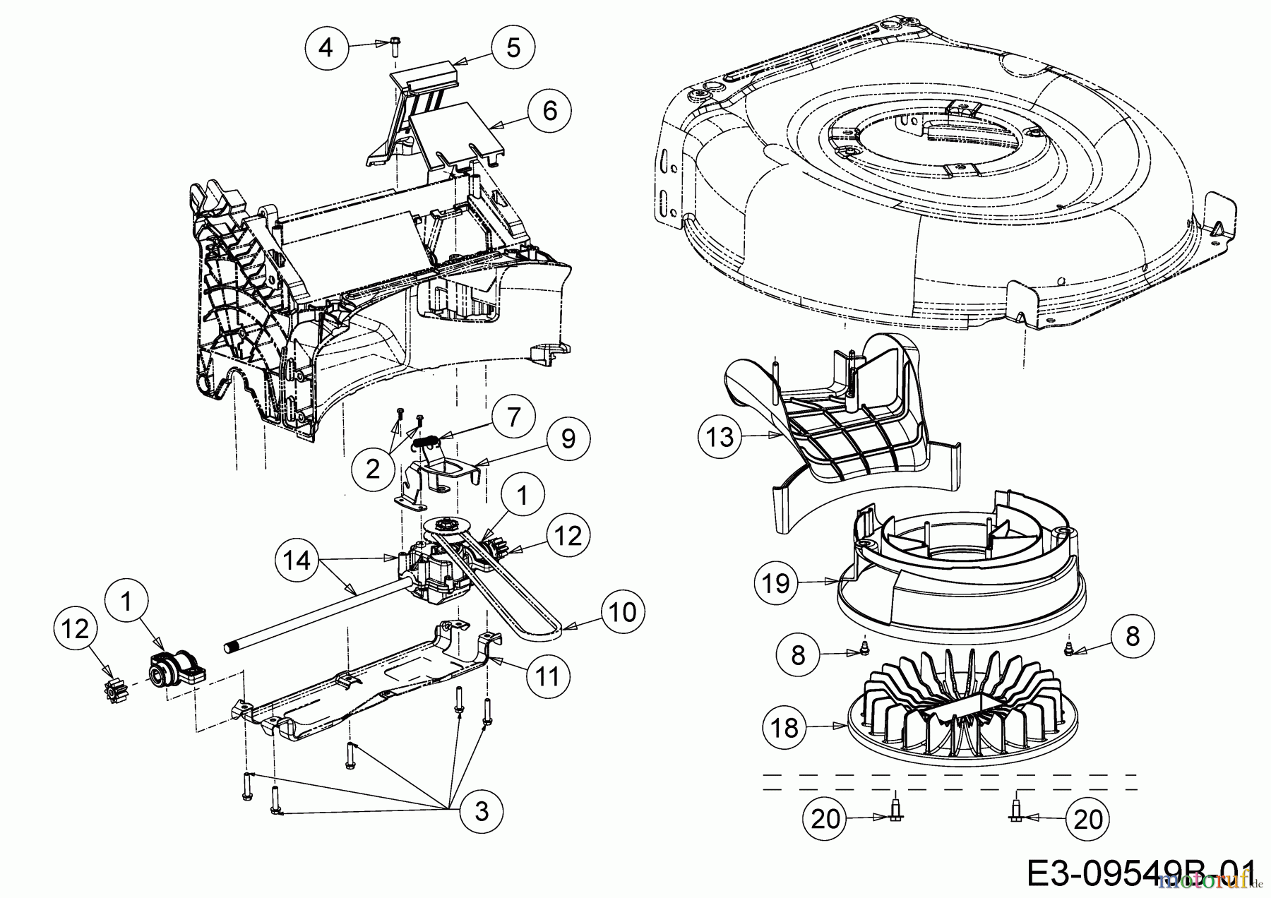  Wolf-Garten Motormäher mit Antrieb A 4600 AHWHBM 12A-TRSC650  (2019) Getriebe, Keilriemen, Lüfterrad