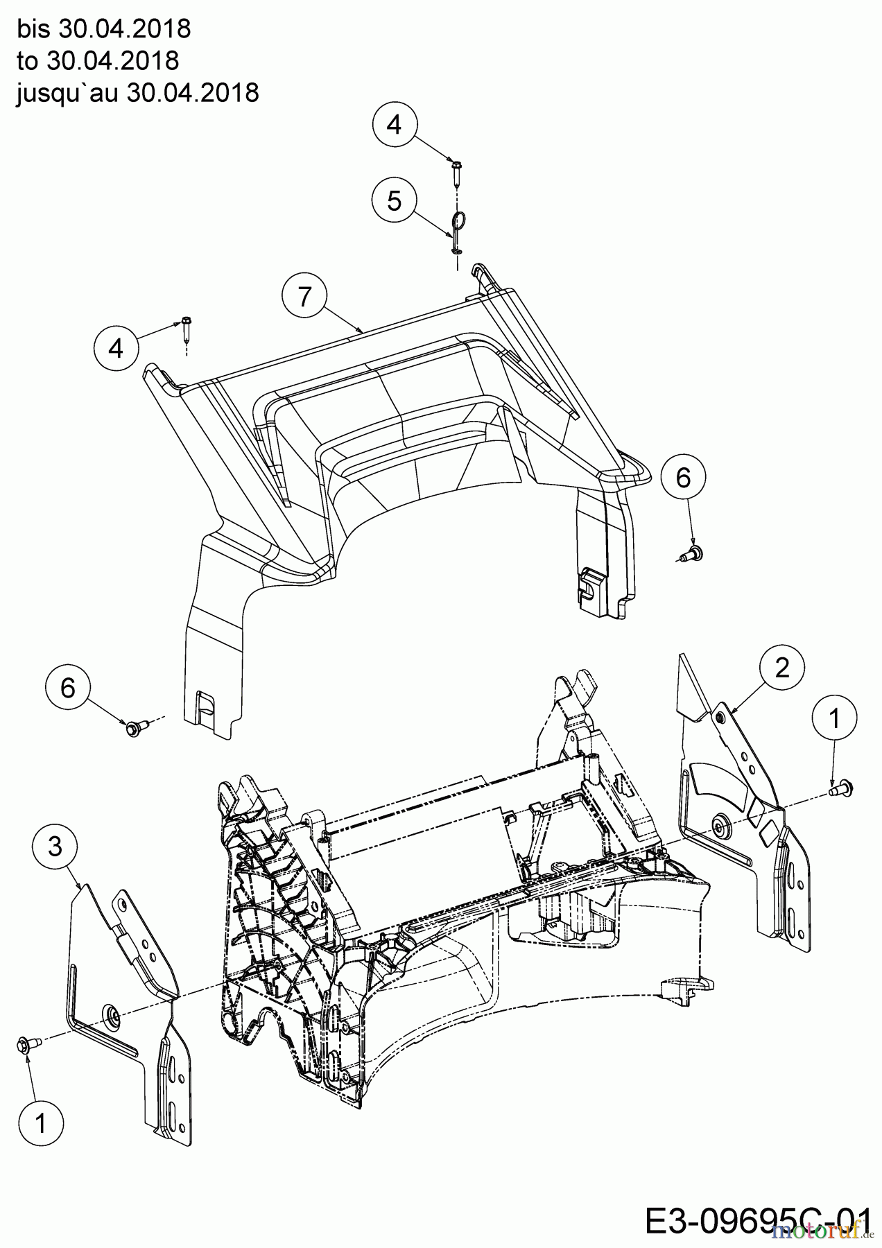 Wolf-Garten Motormäher mit Antrieb Expert 460 AE 12AETUS7650 (2018) Abdeckung hinten, Holmbraketten bis 30.04.2018