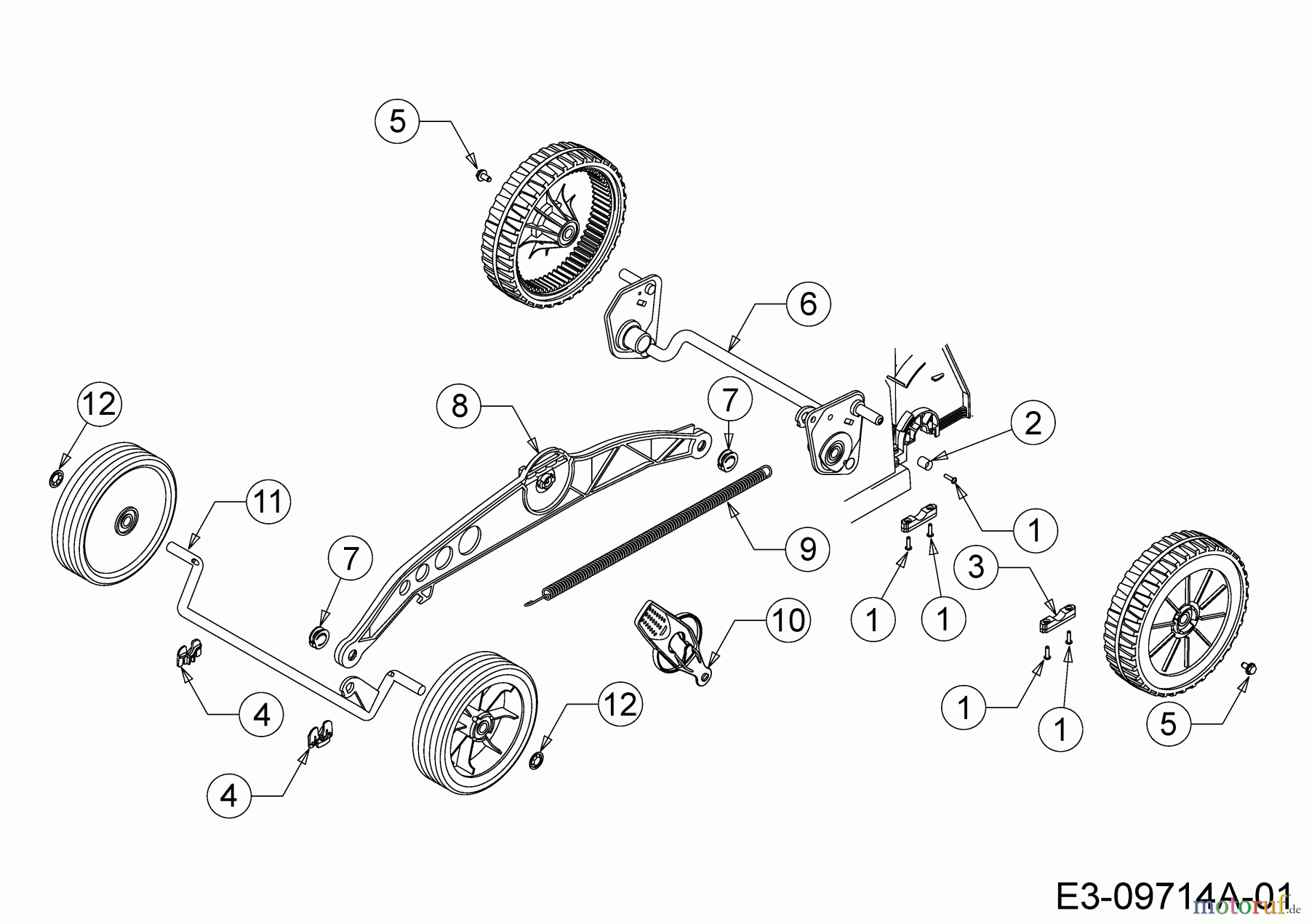 Wolf-Garten Elektromäher mit Antrieb Expert 40 EA 18DRH1K-C50 (2018) Achse, Höhenverstellung
