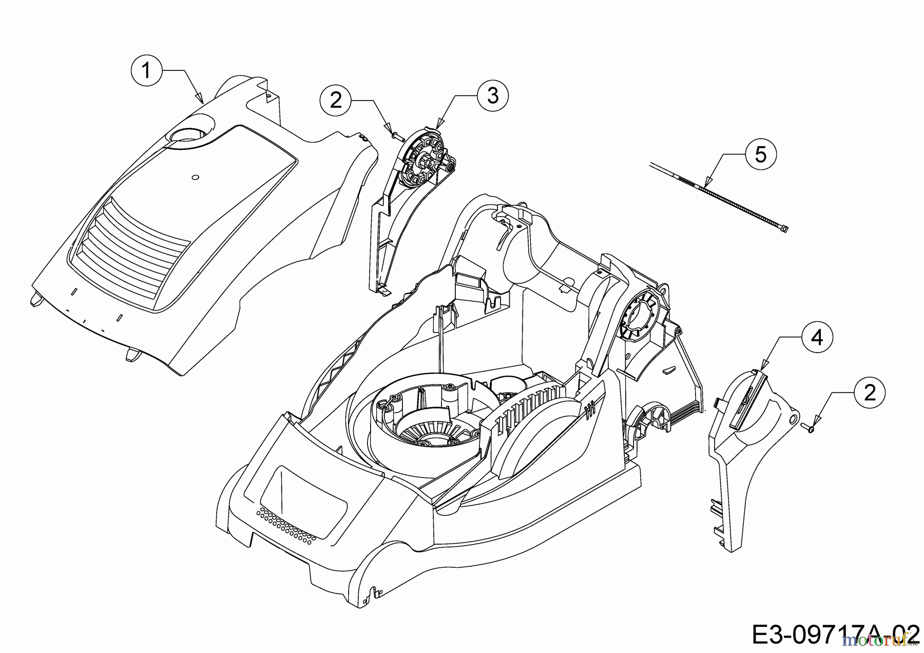 Wolf-Garten Elektromäher mit Antrieb Expert 40 EA 18ARH1K-650  (2013) Abdeckung seitlich, Motorhaube