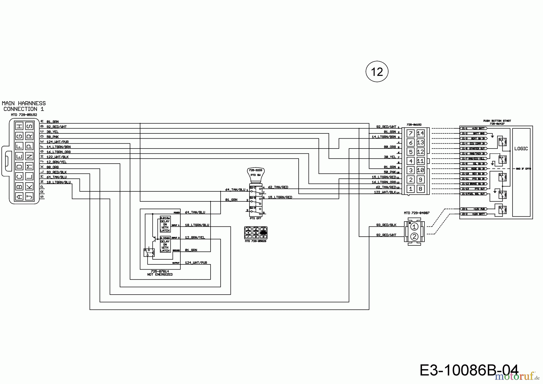 Wolf-Garten Rasentraktoren 106.220 H 13CAA1VR650 (2020) Schaltplan Elektromagnetkupplung