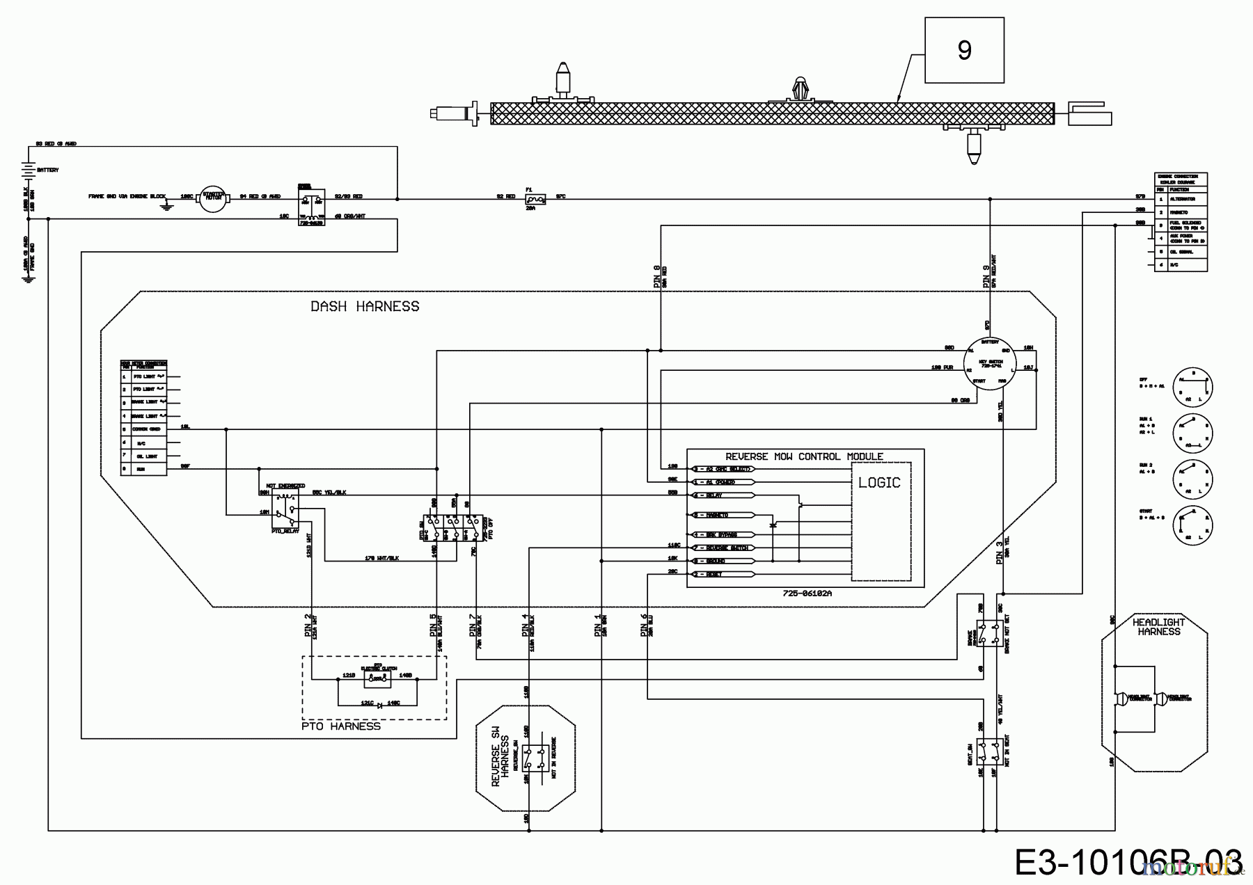 Wolf-Garten Rasentraktoren 95.165 H 13DDA1VB650 (2019) Schaltplan Elektromagnetkupplung