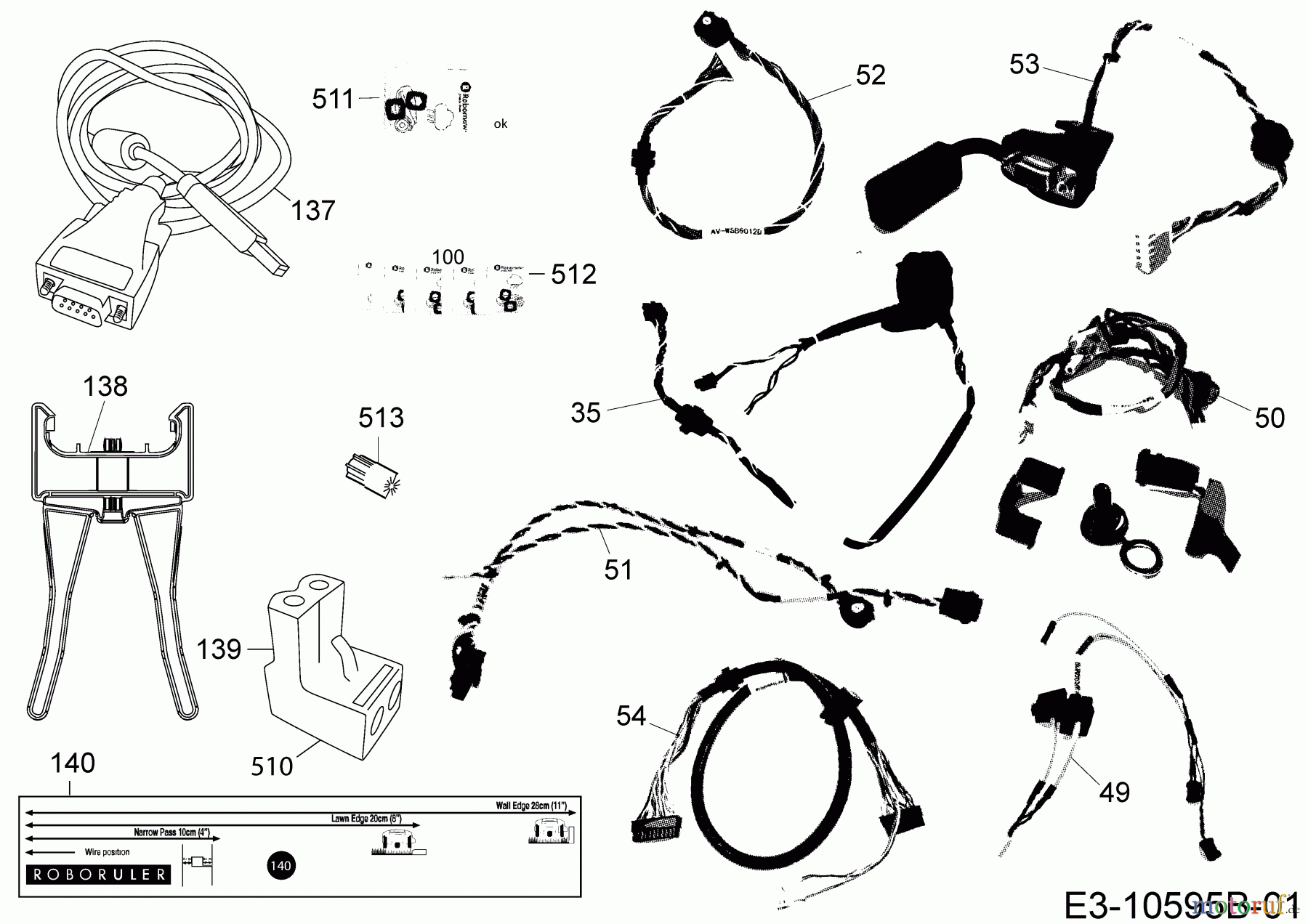 Wolf-Garten Mähroboter Robo Scooter 1800 18AO18LF650 (2014) Kabel, Kabelanschluß, Regensensor, Werkzeug