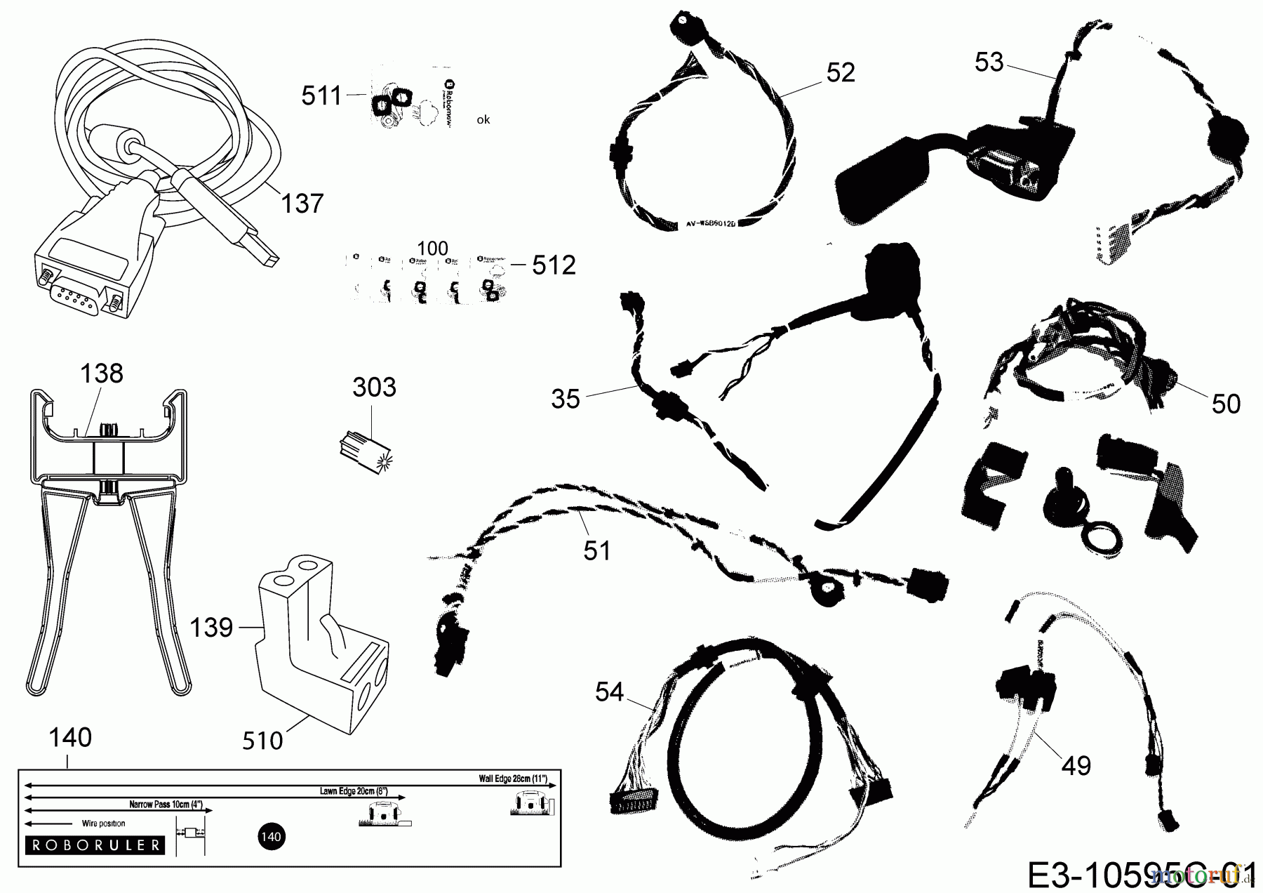 Wolf-Garten Mähroboter Expert Robo Scooter 1800 18AO18LF650 (2015) Kabel, Kabelanschluß, Regensensor, Werkzeug