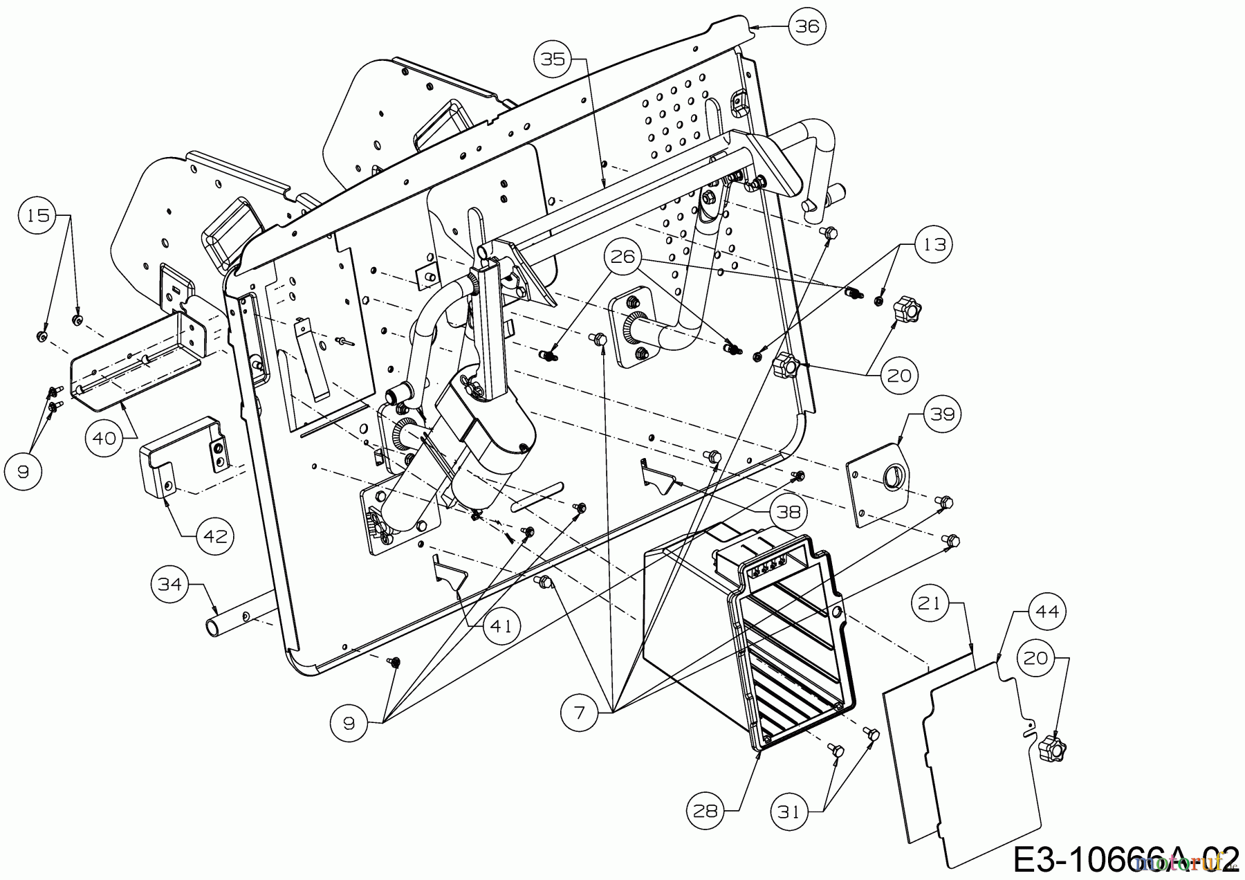  Wolf-Garten Rasentraktoren 106.220 H 13BAA1VR650  (2019) Batteriekasten, Heckplatte