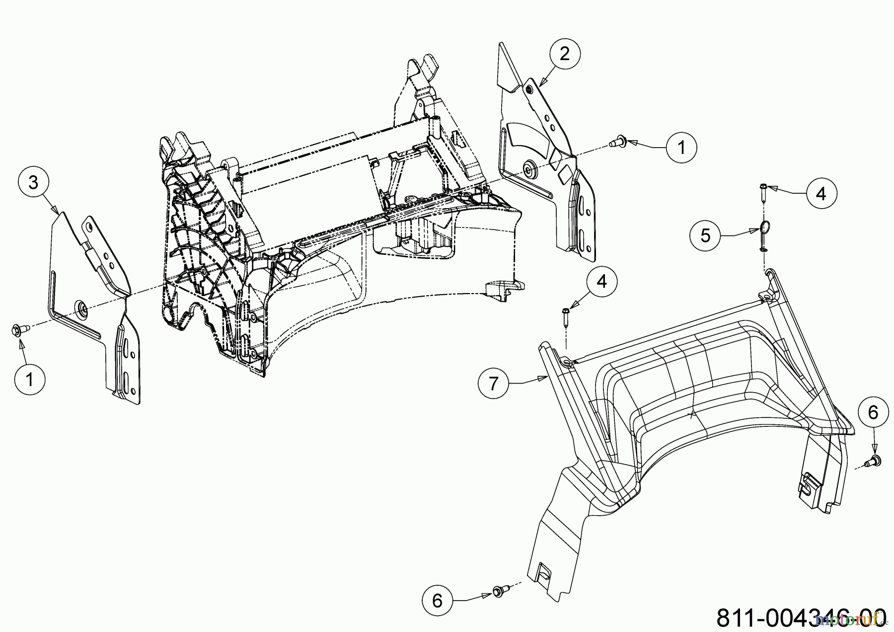 Wolf-Garten Motormäher A 4600 11C-TOSC650 (2021) Abdeckung hinten, Holmbraketten