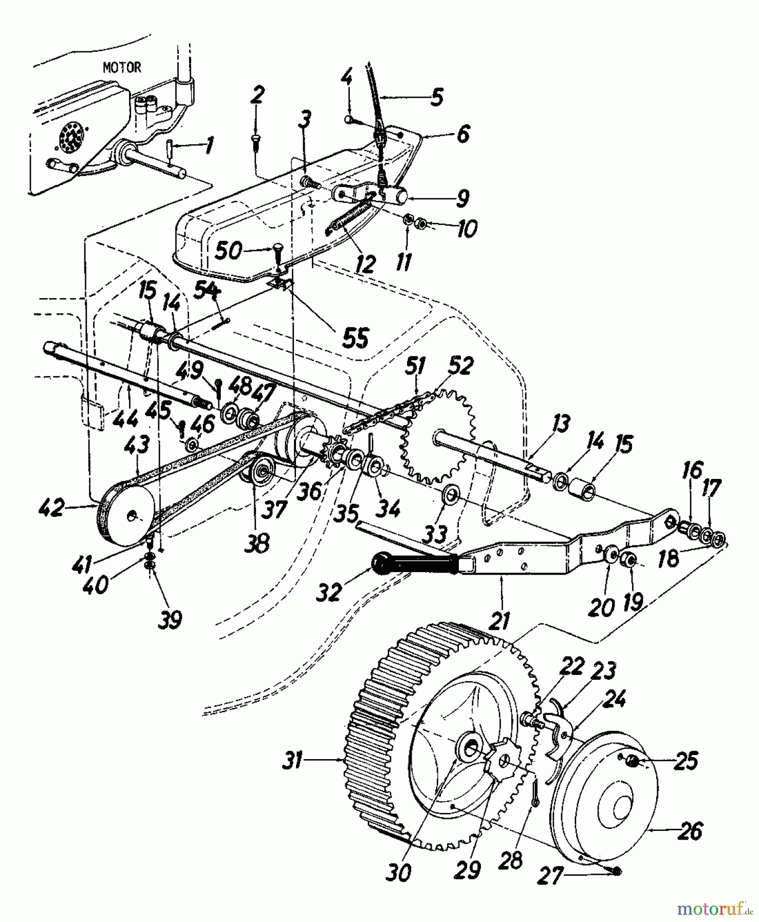 MTD Motormäher mit Antrieb REX-COMBI 51 SSL 125-3580 (1985) Fahrantrieb, Räder